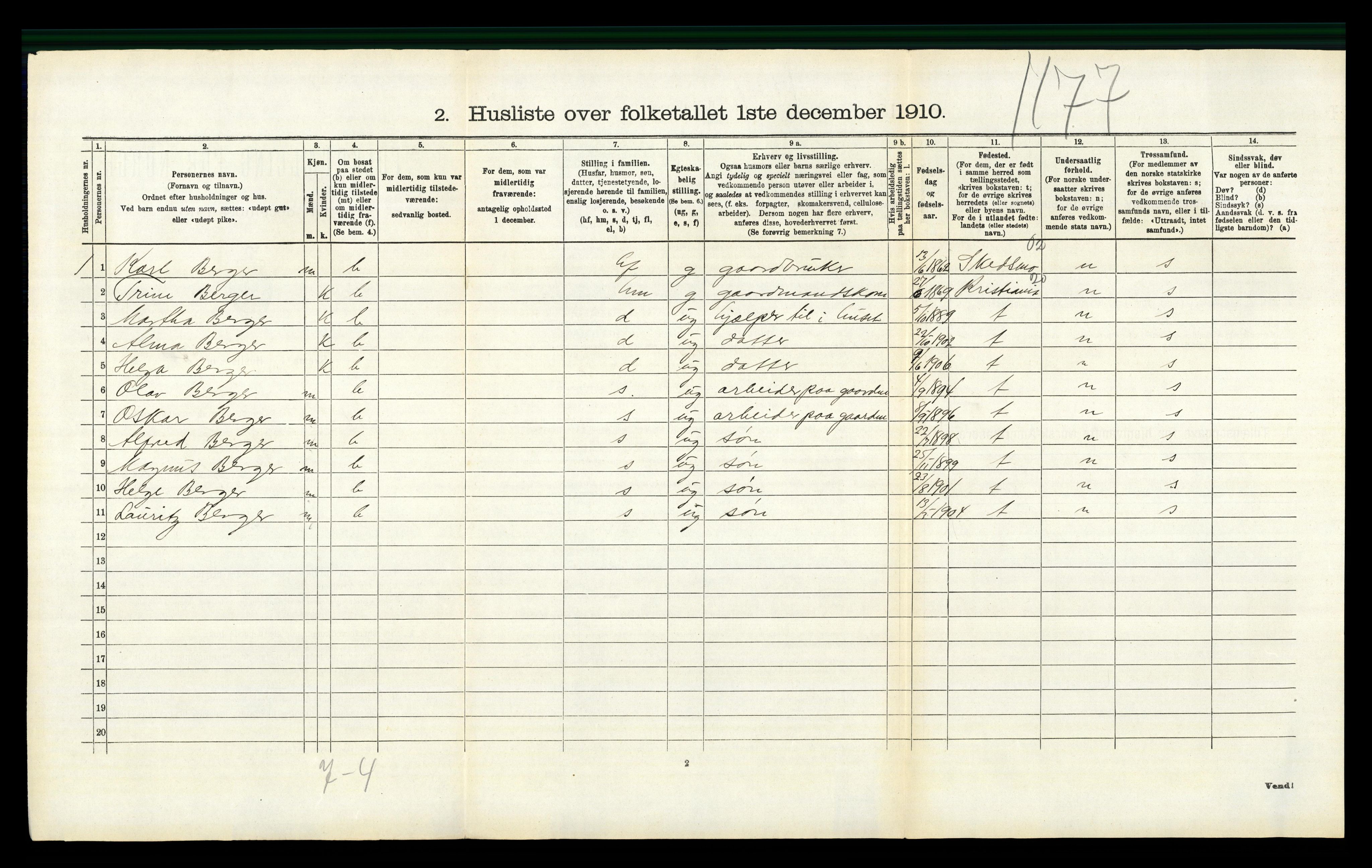 RA, 1910 census for Gjerdrum, 1910, p. 458