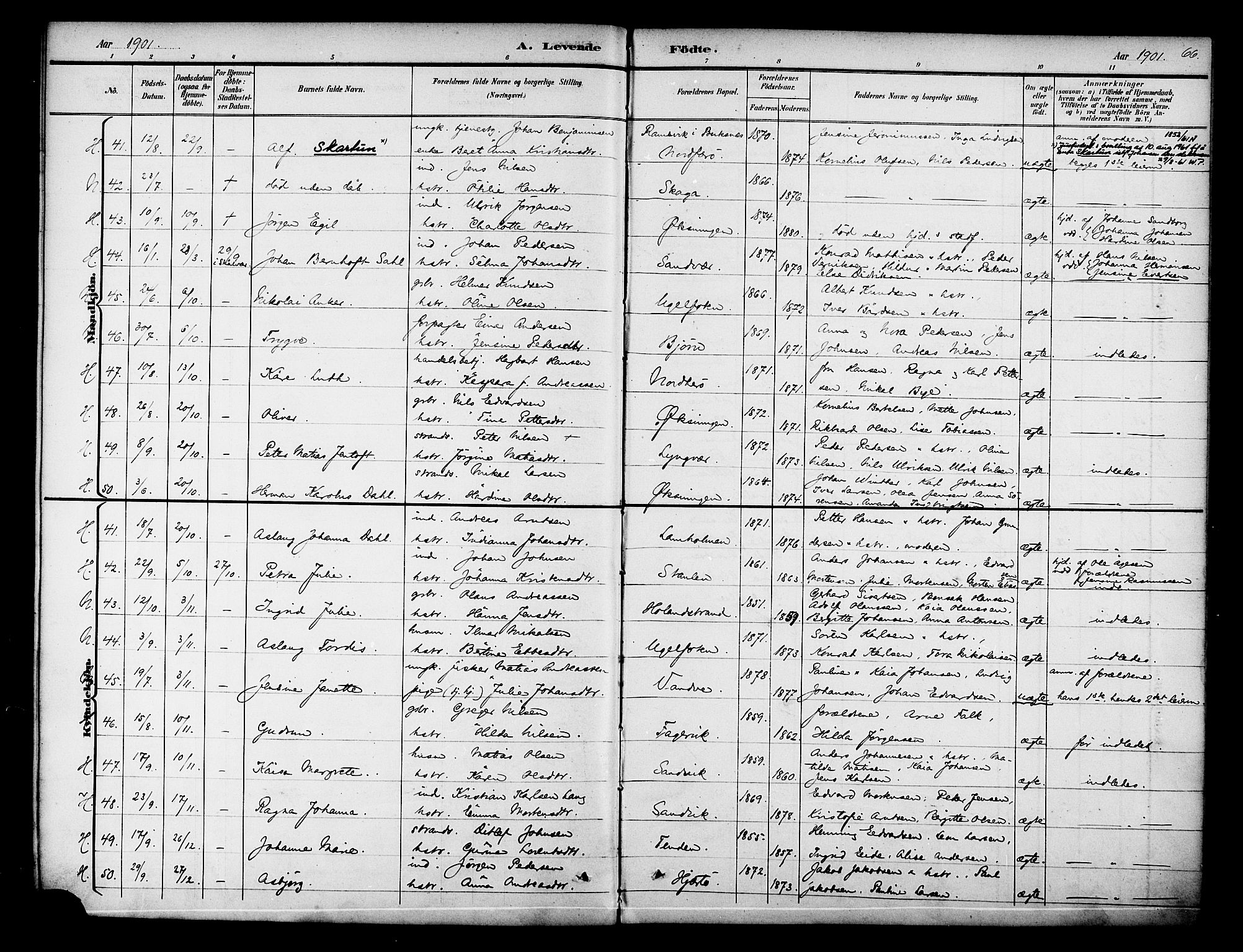 Ministerialprotokoller, klokkerbøker og fødselsregistre - Nordland, SAT/A-1459/834/L0508: Parish register (official) no. 834A06, 1892-1901, p. 66