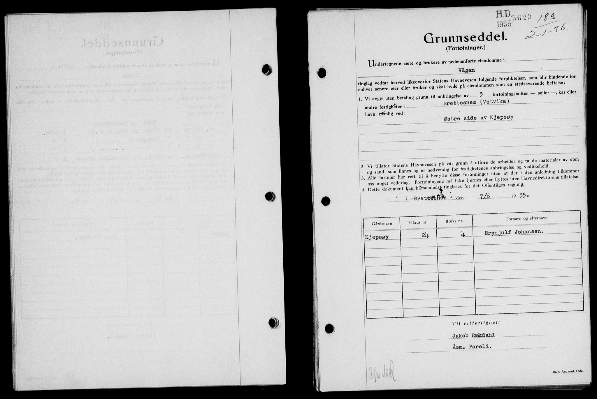 Lofoten sorenskriveri, SAT/A-0017/1/2/2C/L0033b: Mortgage book no. 33b, 1936-1936, Diary no: : 18/1936