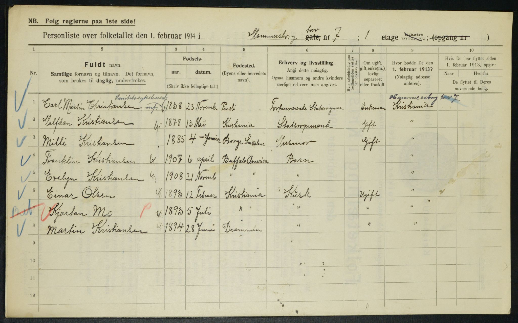 OBA, Municipal Census 1914 for Kristiania, 1914, p. 34586