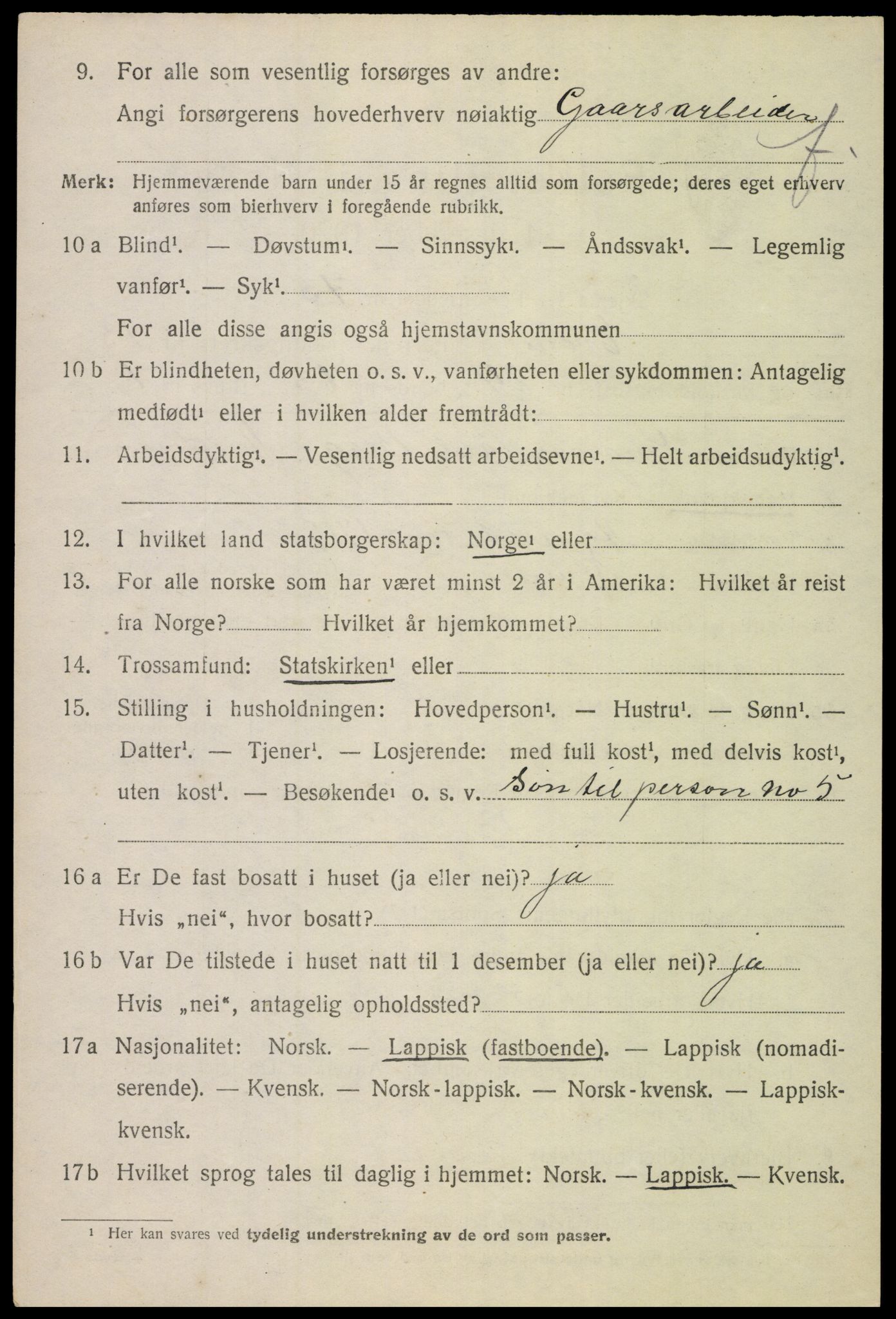 SAT, 1920 census for Evenes, 1920, p. 12189