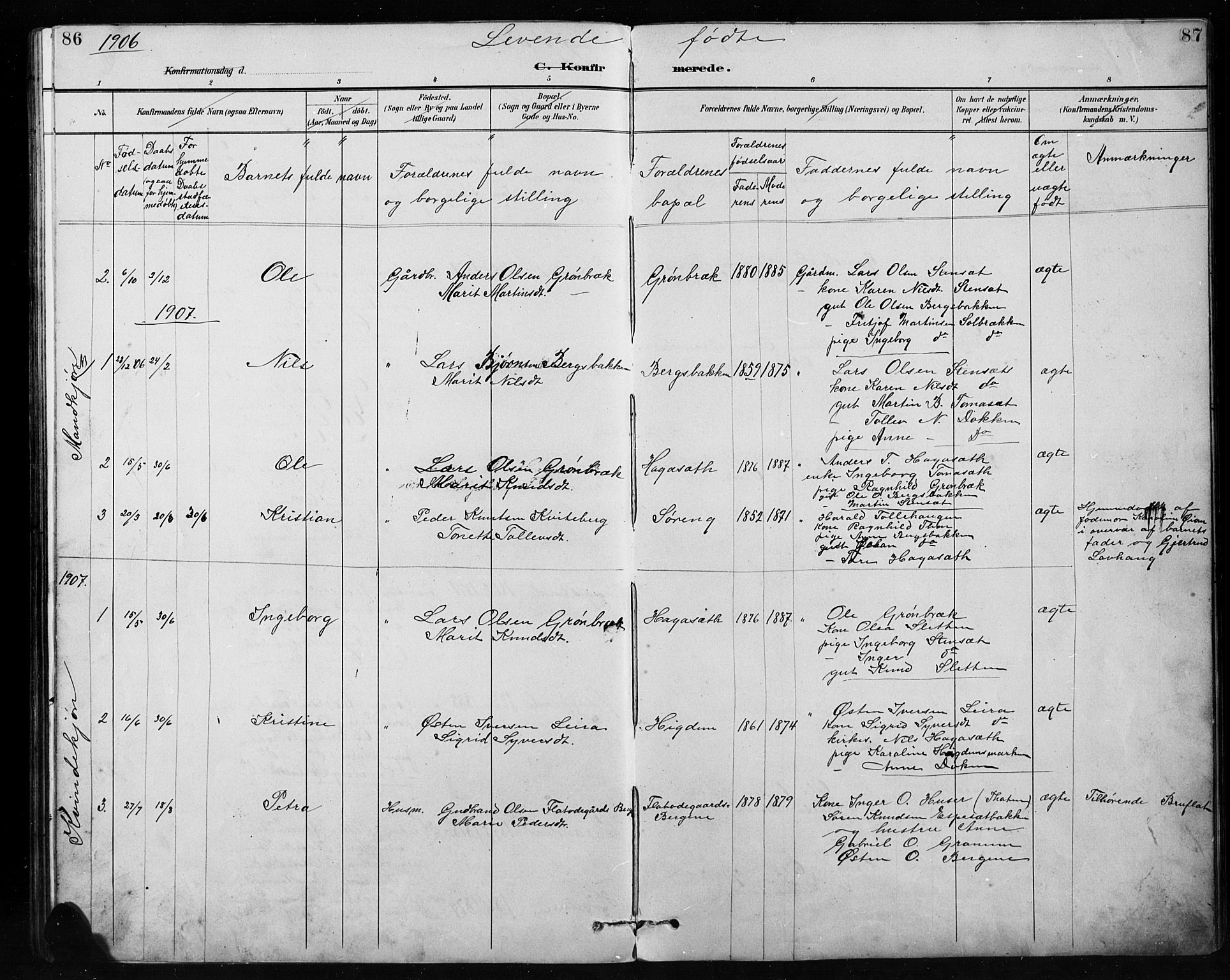 Etnedal prestekontor, SAH/PREST-130/H/Ha/Hab/Habb/L0001: Parish register (copy) no. II 1, 1894-1911, p. 86-87
