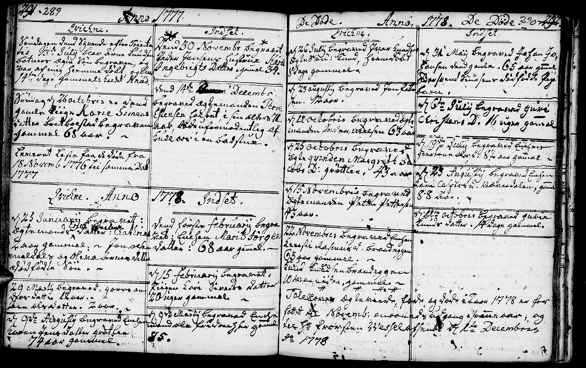Kvikne prestekontor, SAH/PREST-064/H/Ha/Haa/L0002: Parish register (official) no. 2, 1764-1784, p. 289-290