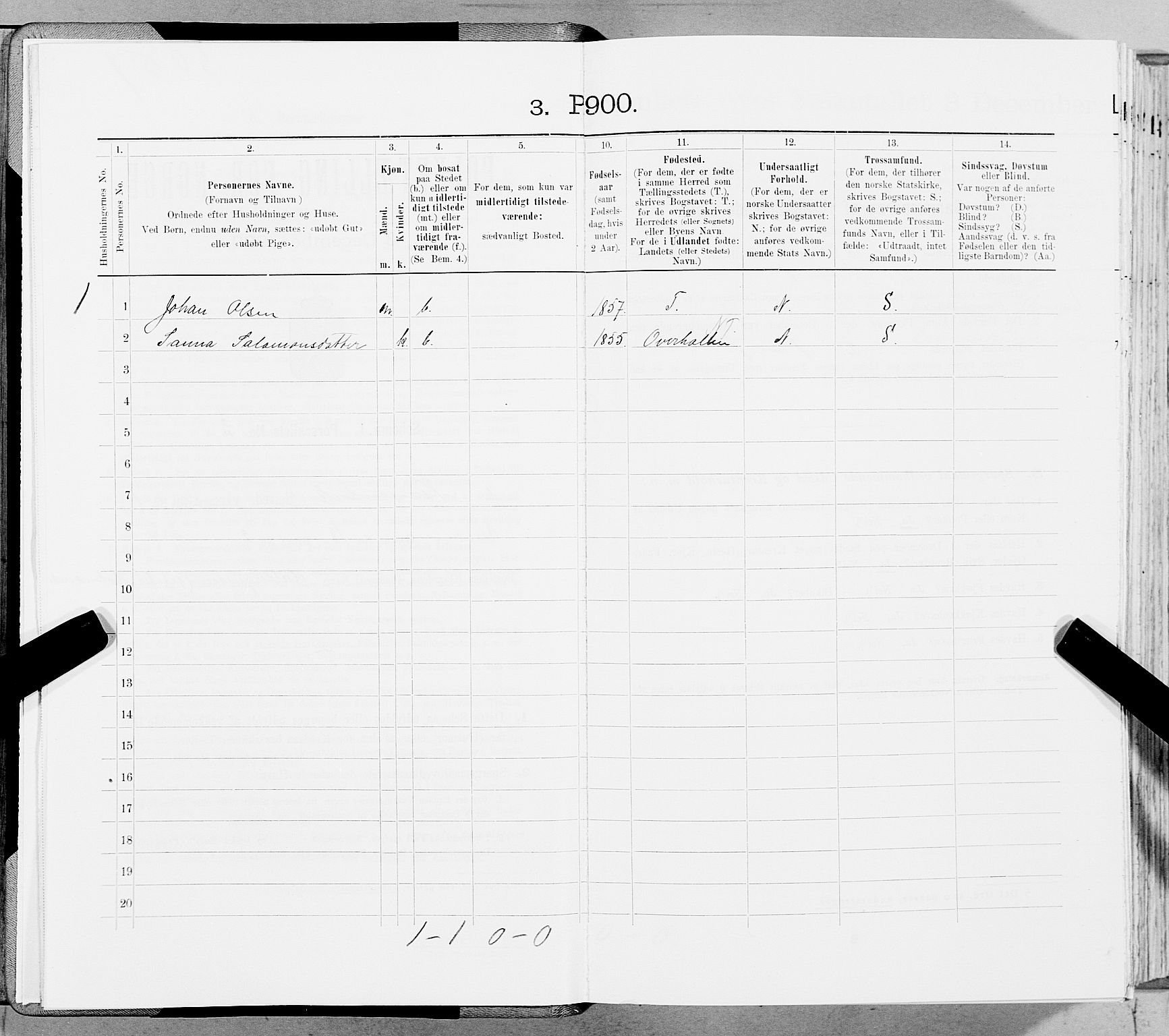 SAT, 1900 census for Vemundvik, 1900, p. 19