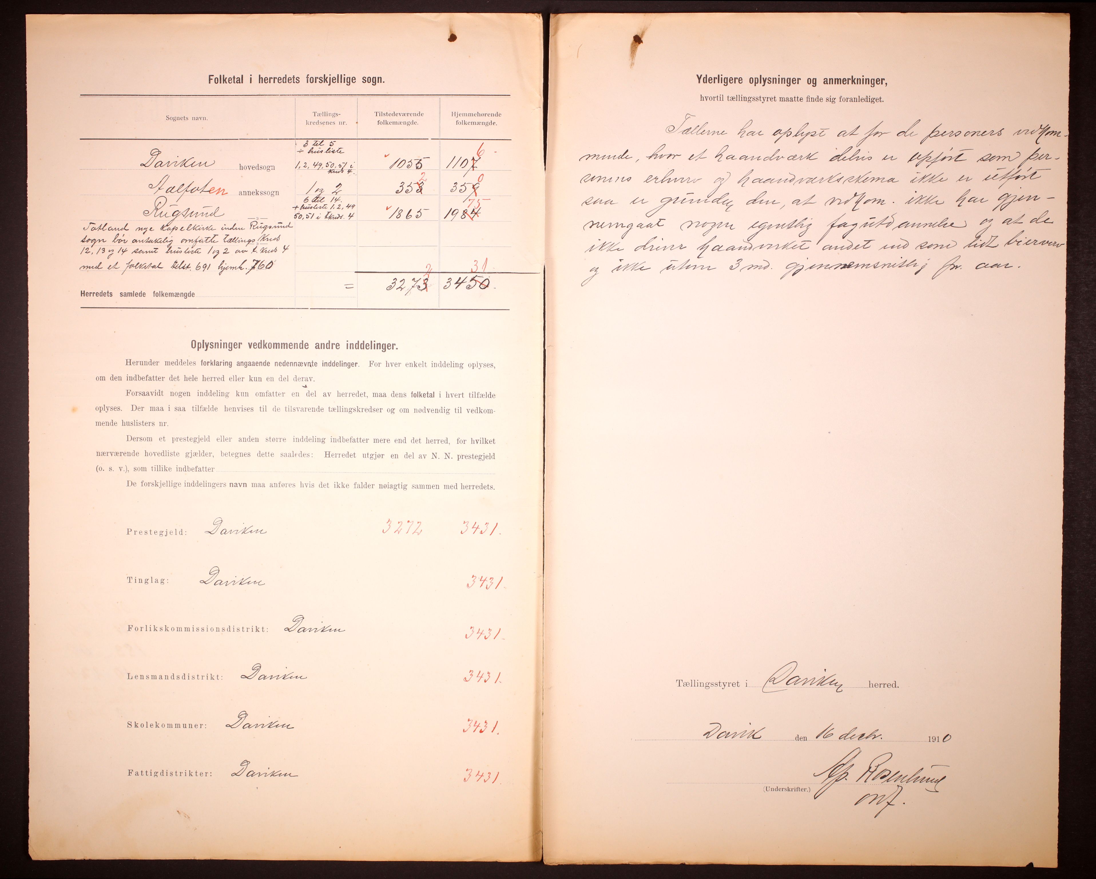 RA, 1910 census for Davik, 1910, p. 3