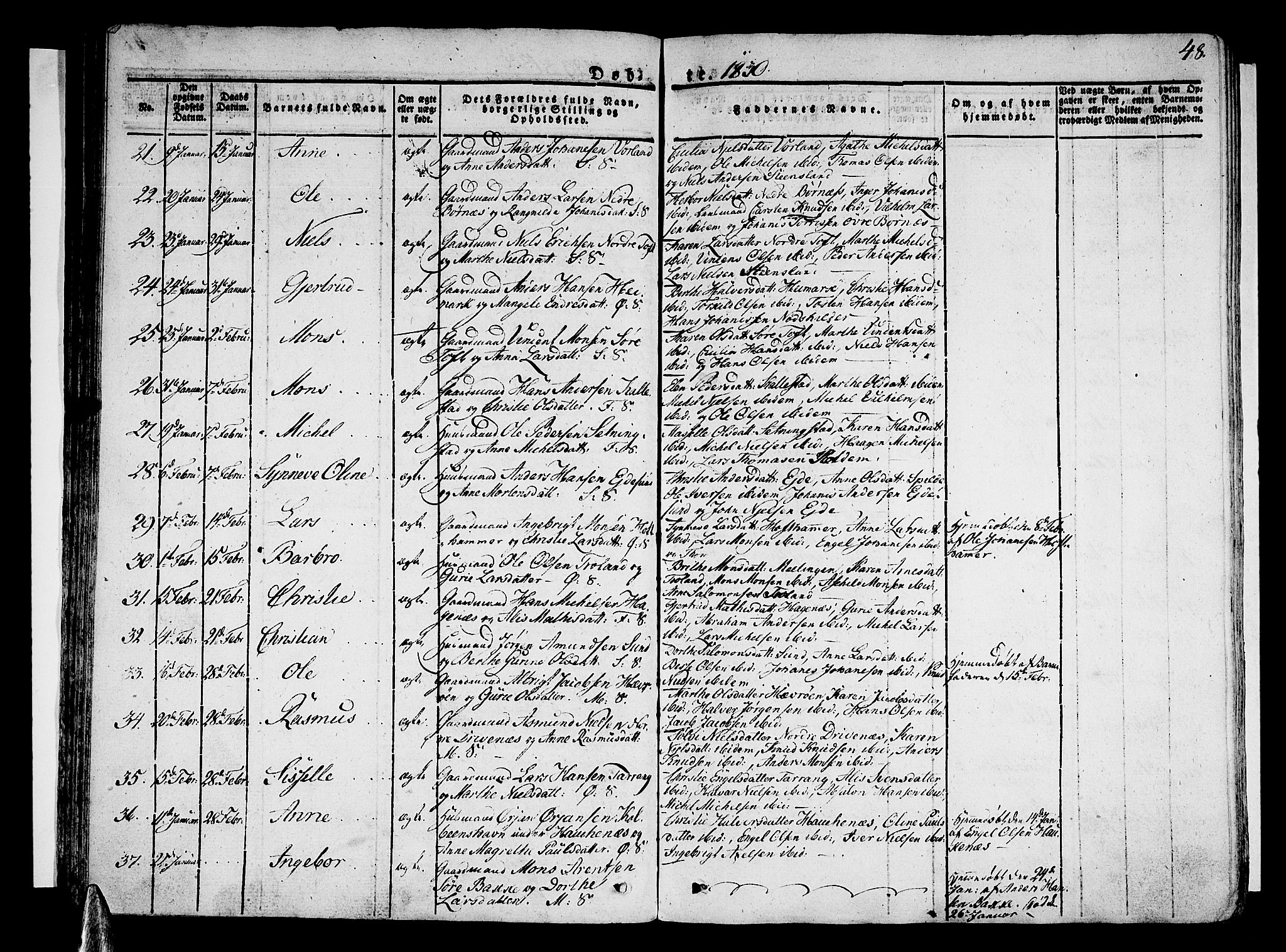 Sund sokneprestembete, SAB/A-99930: Parish register (official) no. A 12, 1825-1835, p. 48