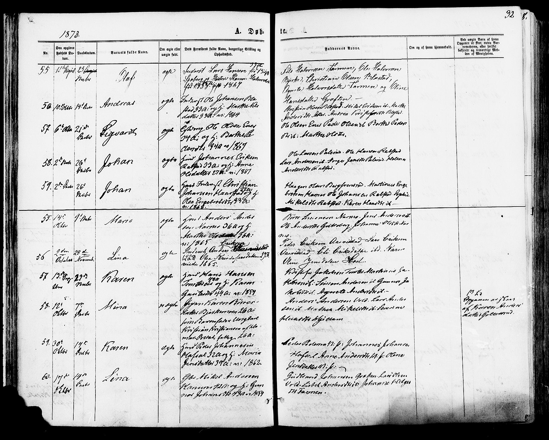 Vang prestekontor, Hedmark, SAH/PREST-008/H/Ha/Haa/L0015: Parish register (official) no. 15, 1871-1885, p. 32