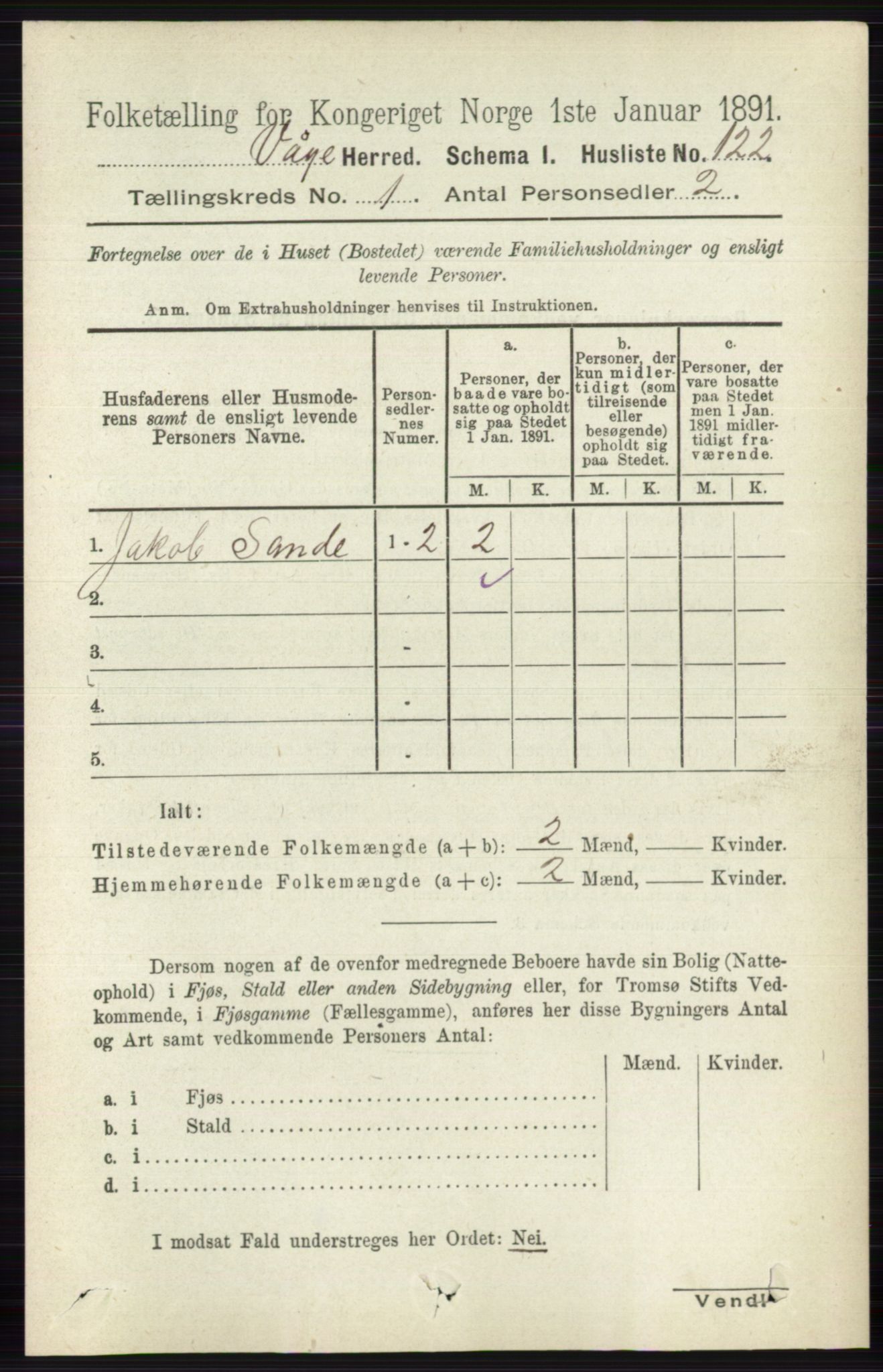 RA, 1891 census for 0515 Vågå, 1891, p. 157