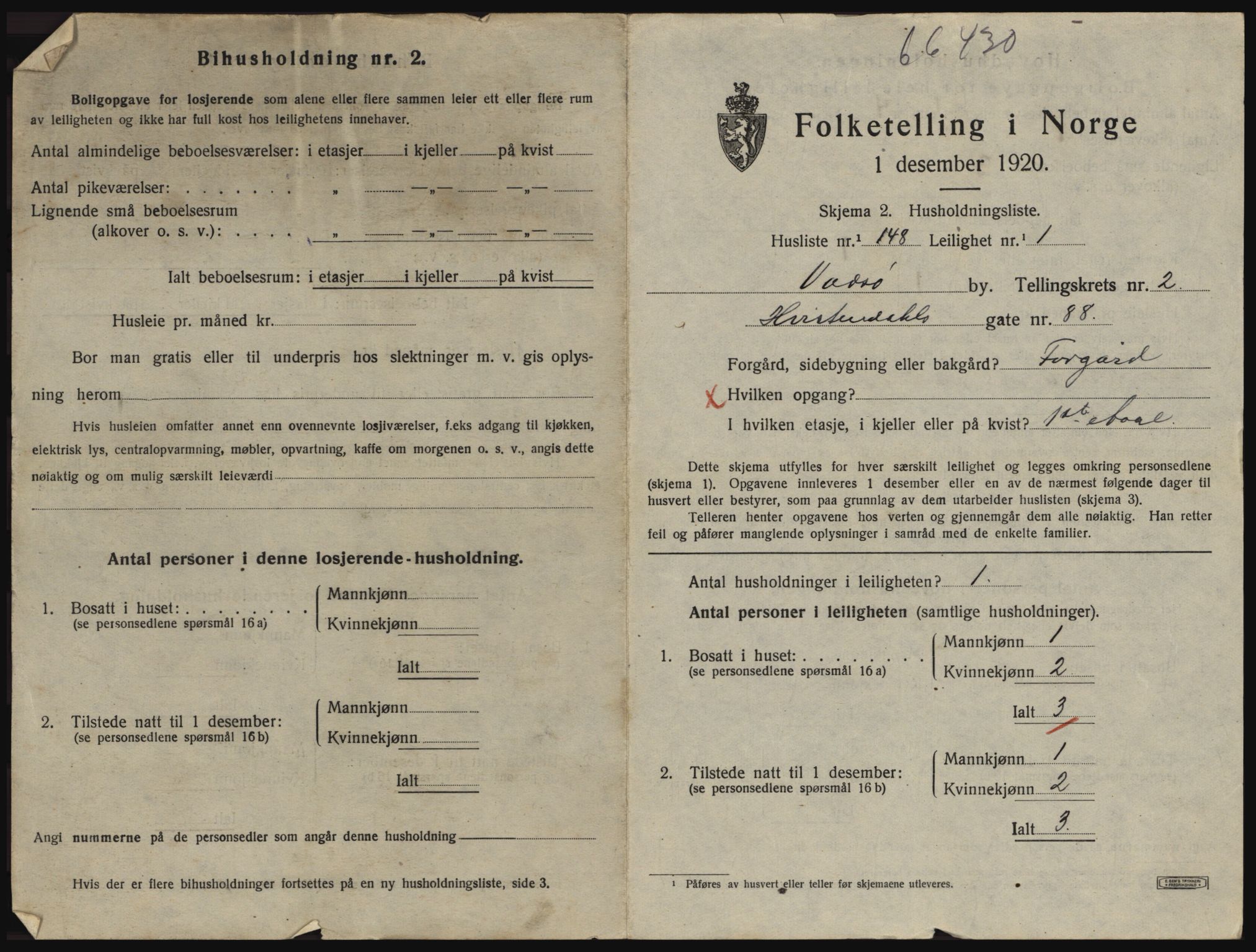 SATØ, 1920 census for Vadsø, 1920, p. 1400