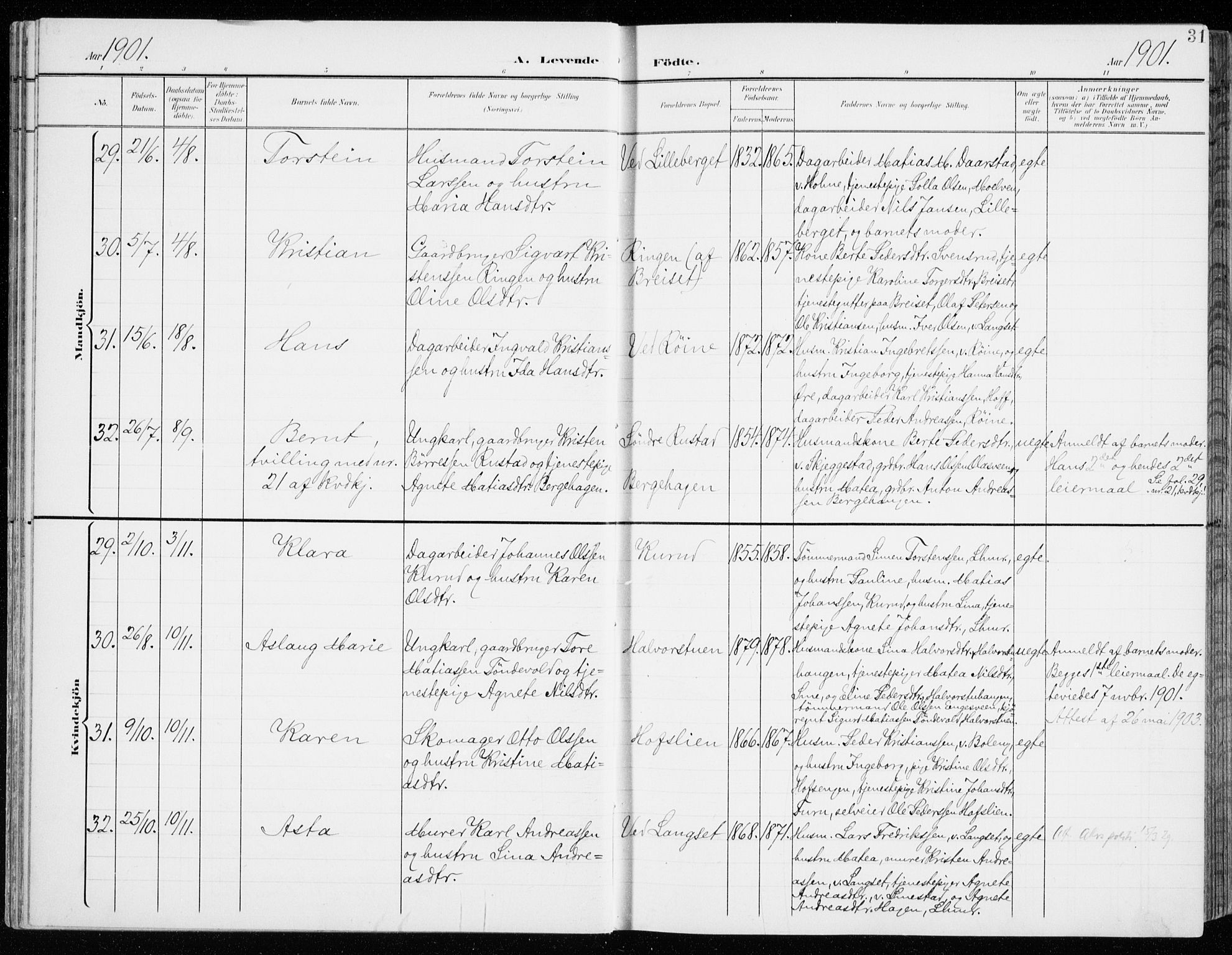 Fåberg prestekontor, AV/SAH-PREST-086/H/Ha/Haa/L0011: Parish register (official) no. 11, 1899-1913, p. 31