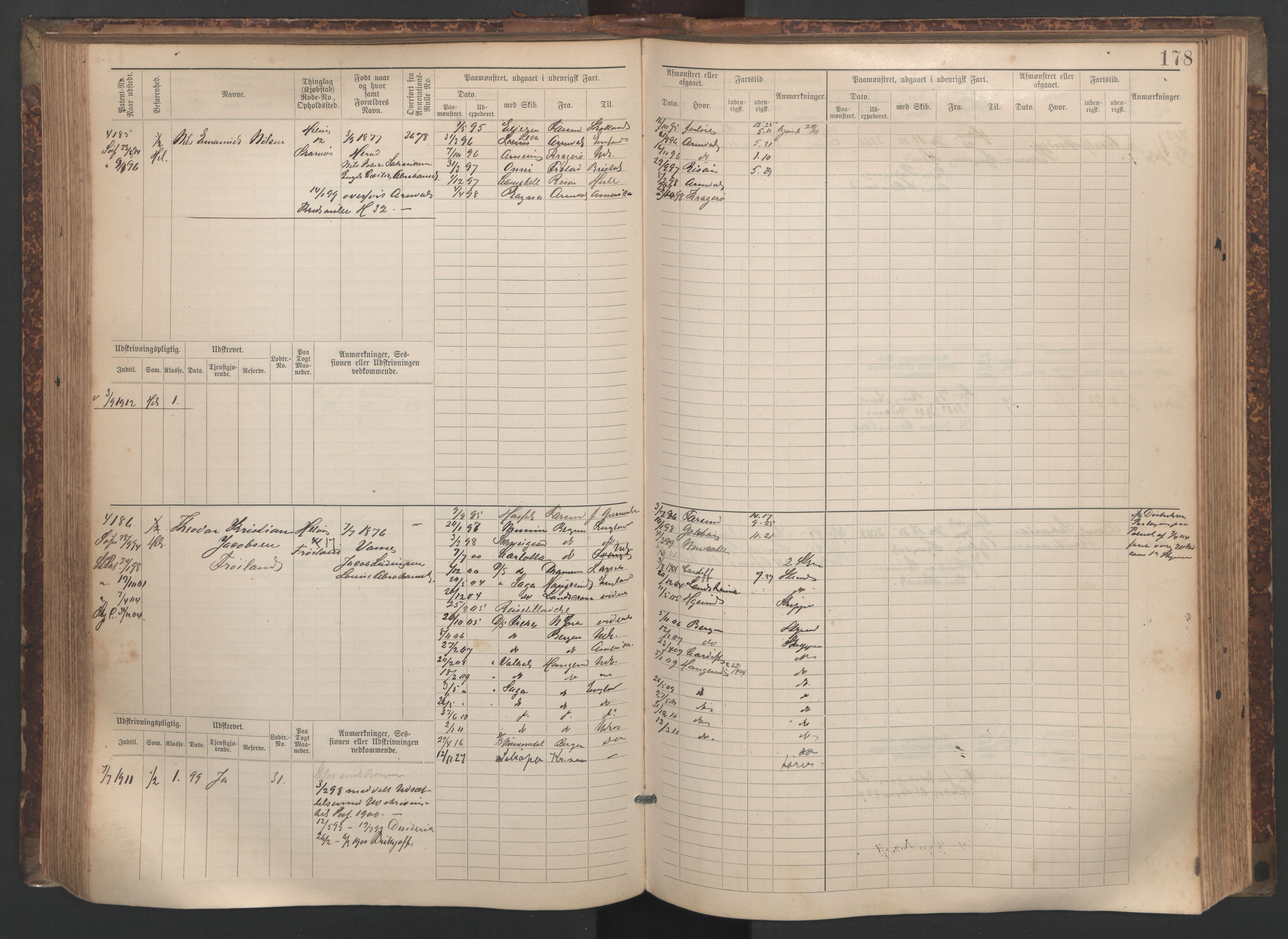 Farsund mønstringskrets, AV/SAK-2031-0017/F/Fb/L0020: Hovedrulle nr 3833-4506, Z-12, 1890-1930, p. 191