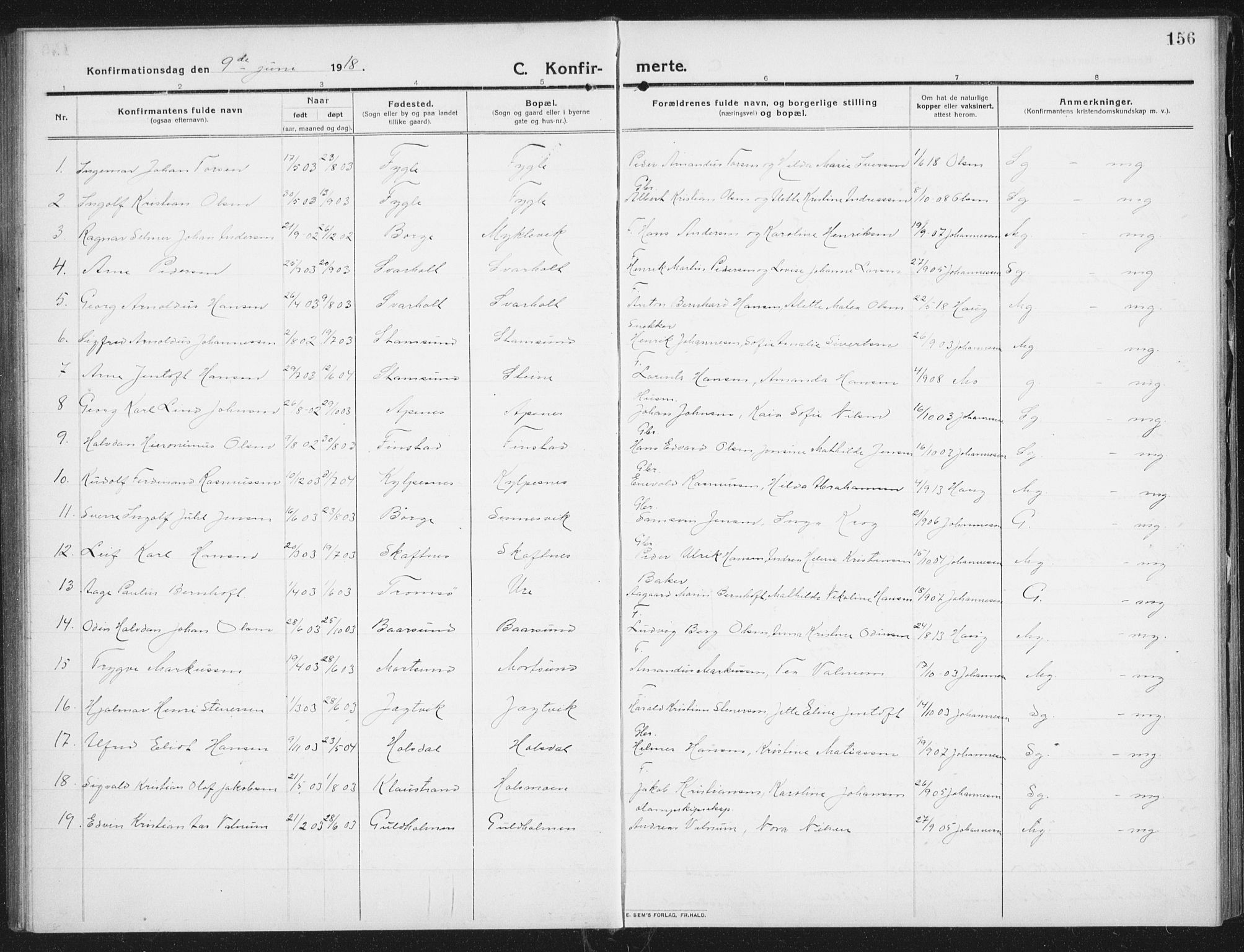 Ministerialprotokoller, klokkerbøker og fødselsregistre - Nordland, SAT/A-1459/882/L1183: Parish register (copy) no. 882C01, 1911-1938, p. 156