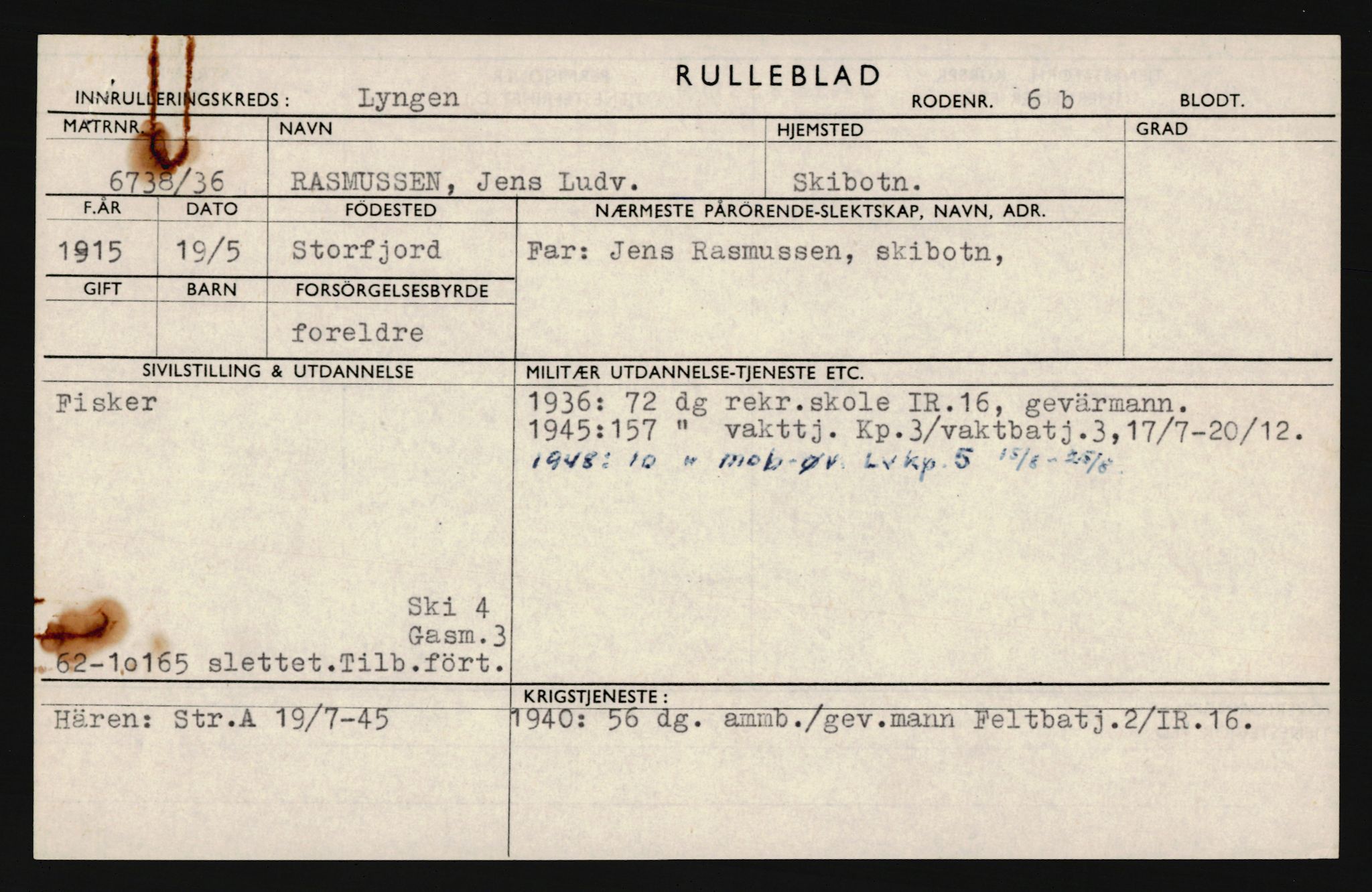 Forsvaret, Troms infanteriregiment nr. 16, AV/RA-RAFA-3146/P/Pa/L0020: Rulleblad for regimentets menige mannskaper, årsklasse 1936, 1936, p. 1149