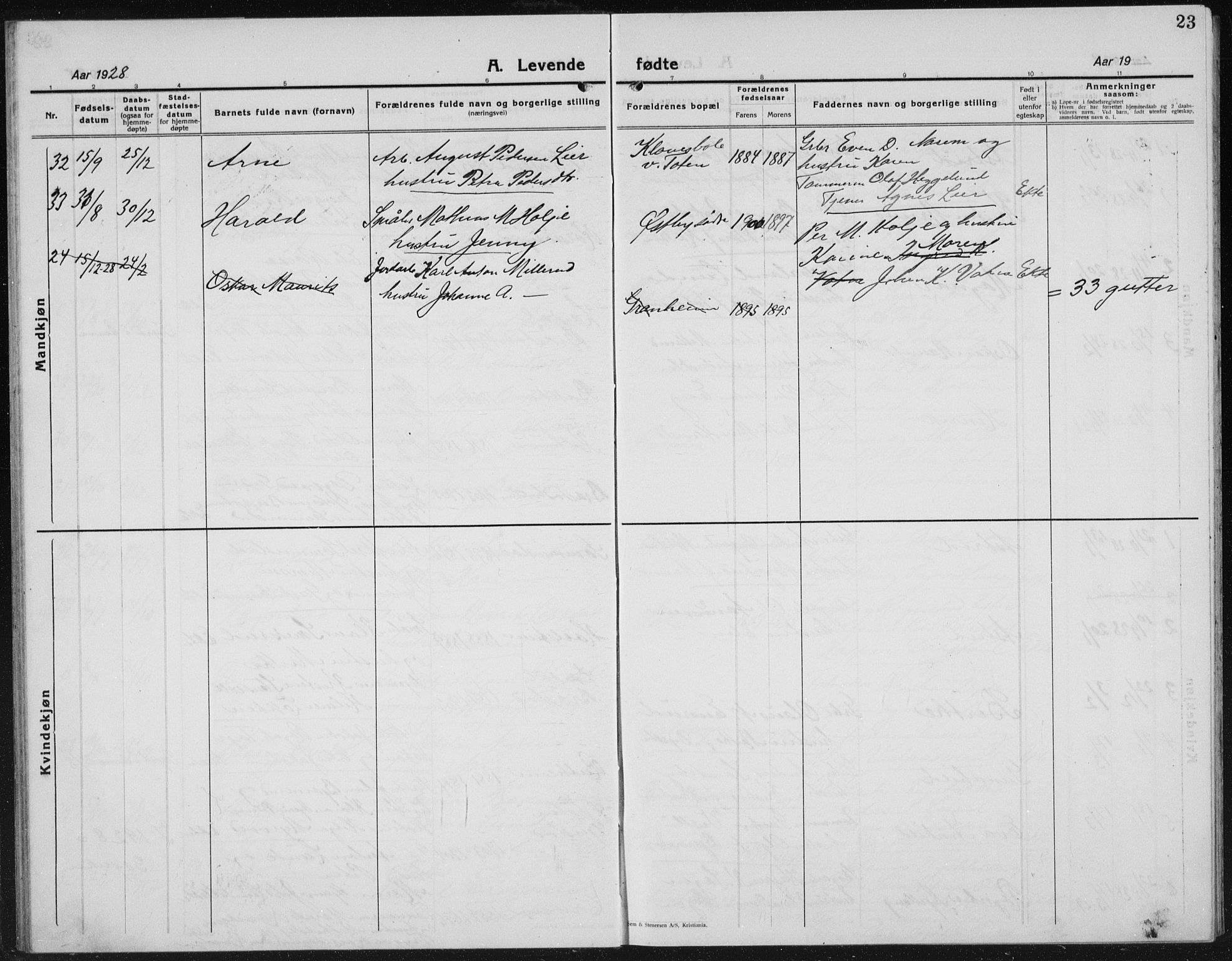 Kolbu prestekontor, SAH/PREST-110/H/Ha/Hab/L0002: Parish register (copy) no. 2, 1925-1942, p. 23