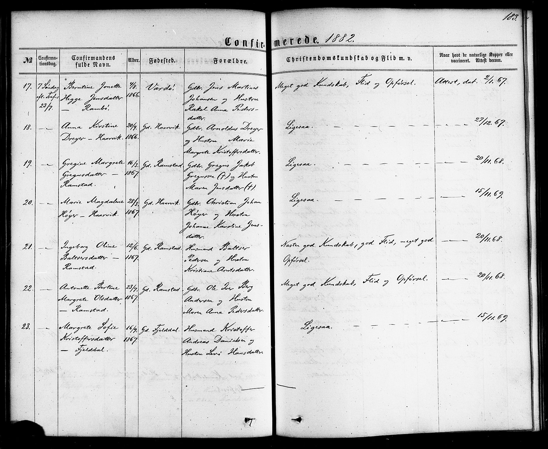 Ministerialprotokoller, klokkerbøker og fødselsregistre - Nordland, AV/SAT-A-1459/865/L0923: Parish register (official) no. 865A01, 1864-1884, p. 183