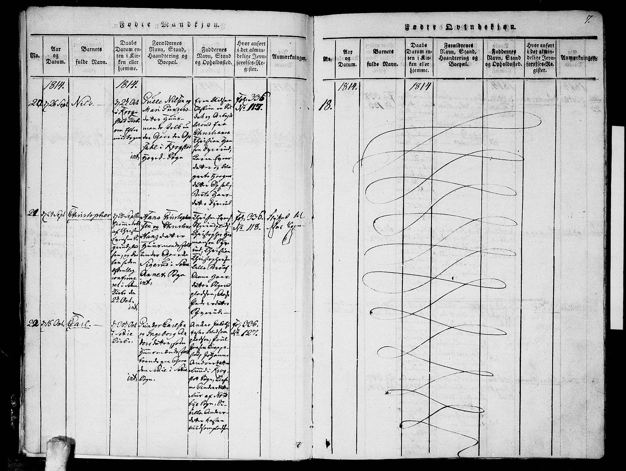 Kråkstad prestekontor Kirkebøker, AV/SAO-A-10125a/F/Fa/L0003: Parish register (official) no. I 3, 1813-1824, p. 7