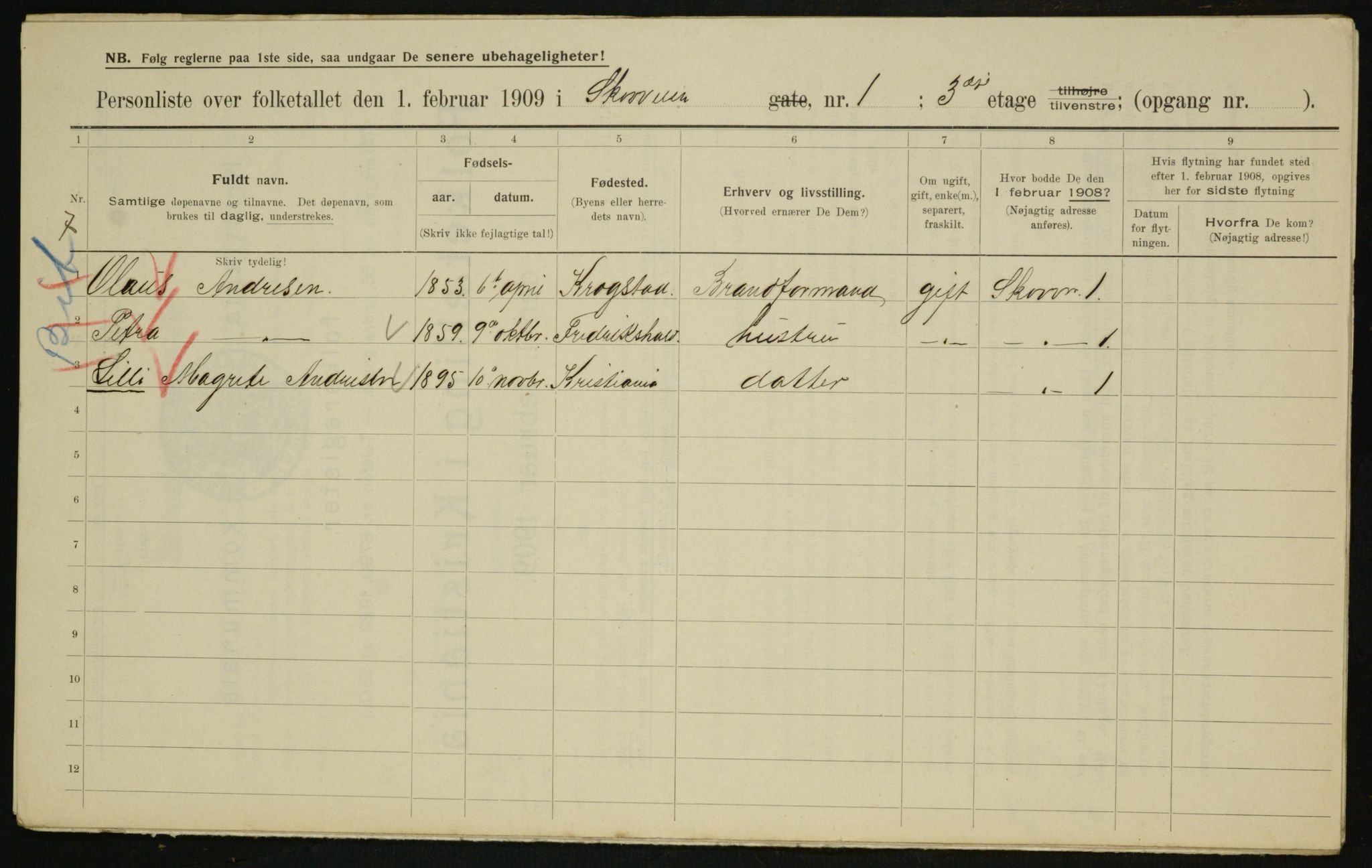 OBA, Municipal Census 1909 for Kristiania, 1909, p. 87408