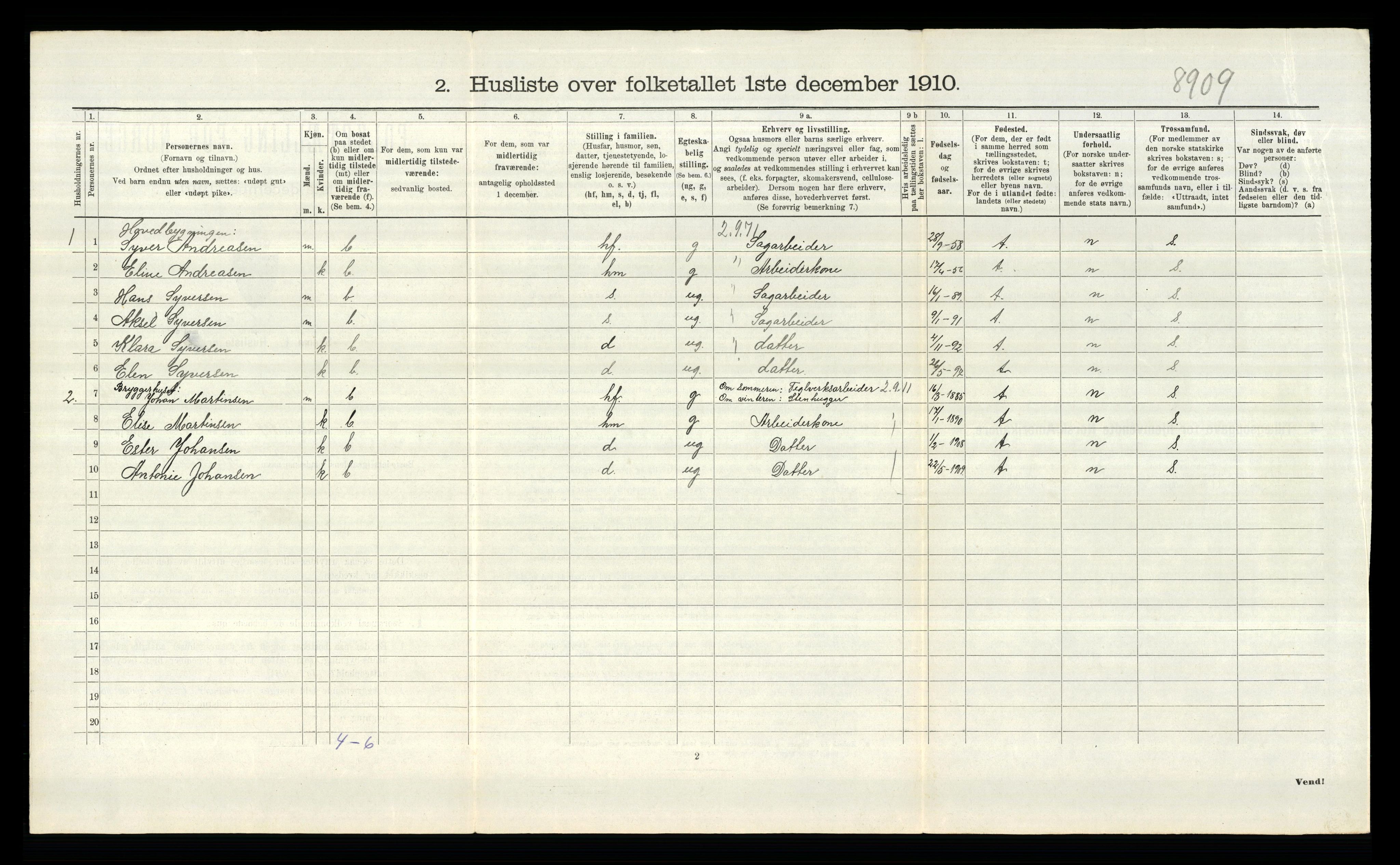 RA, 1910 census for Tune, 1910, p. 2803