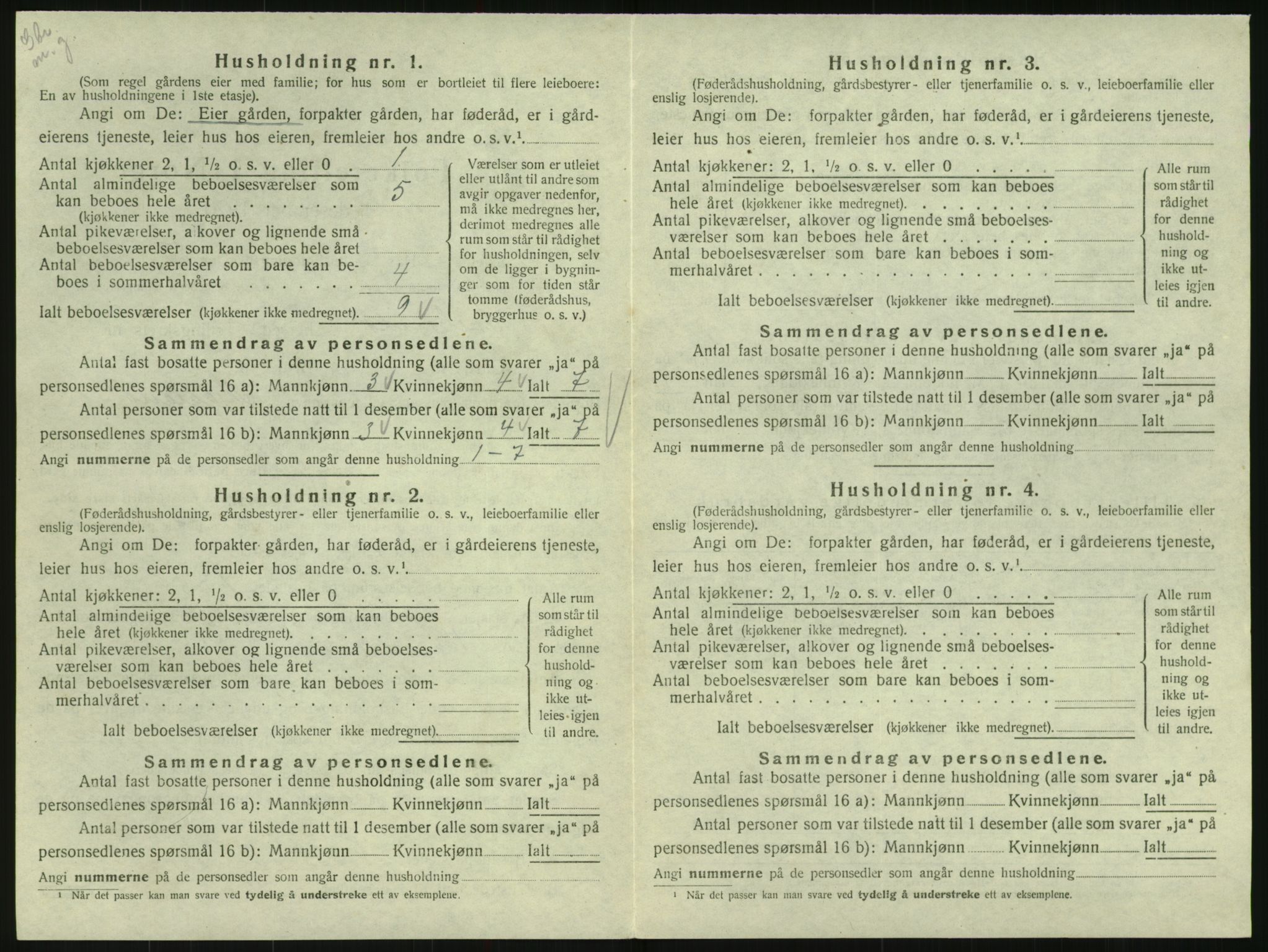 SAK, 1920 census for Iveland, 1920, p. 328