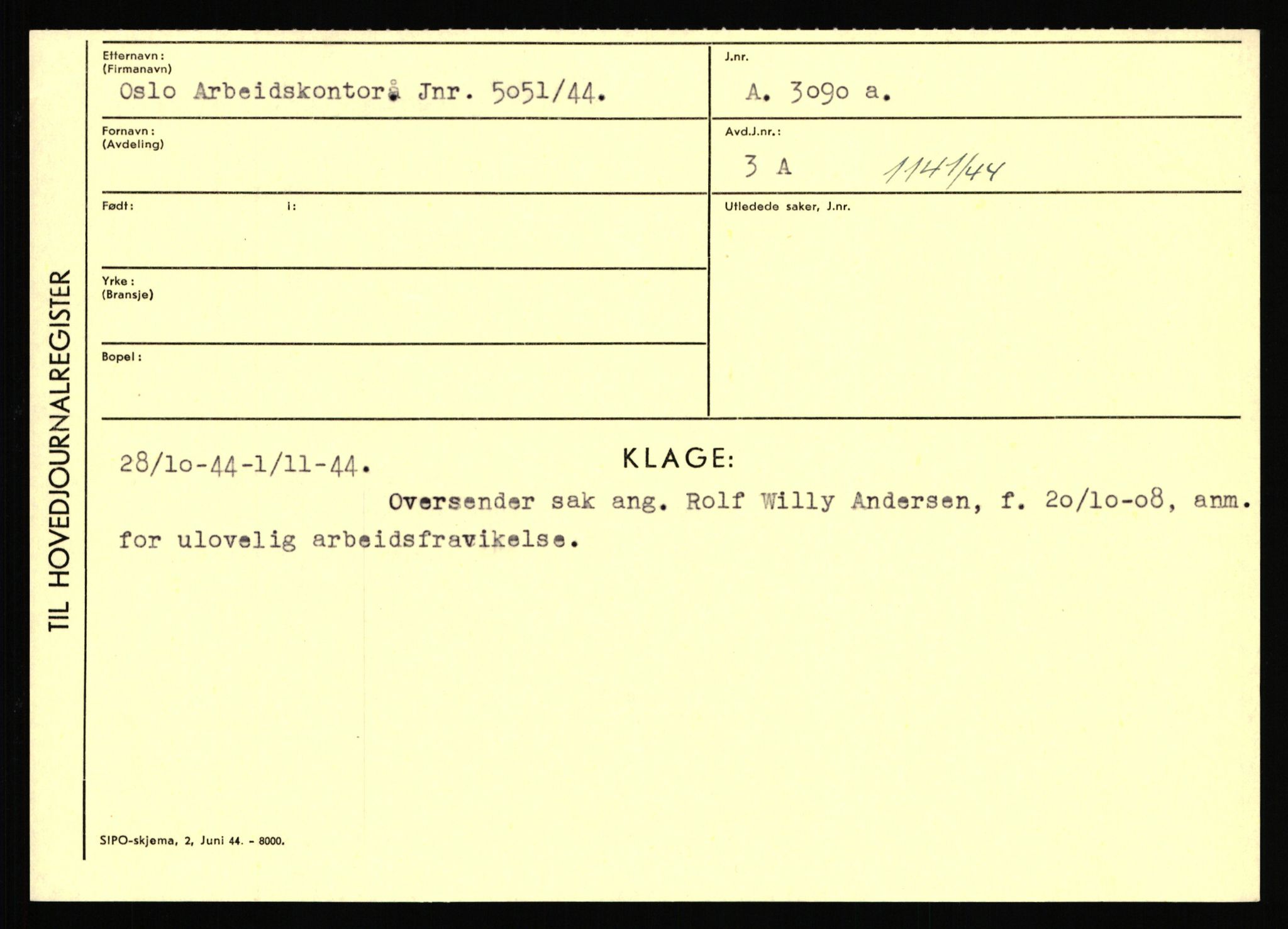 Statspolitiet - Hovedkontoret / Osloavdelingen, AV/RA-S-1329/C/Ca/L0012: Oanæs - Quistgaard	, 1943-1945, p. 2364