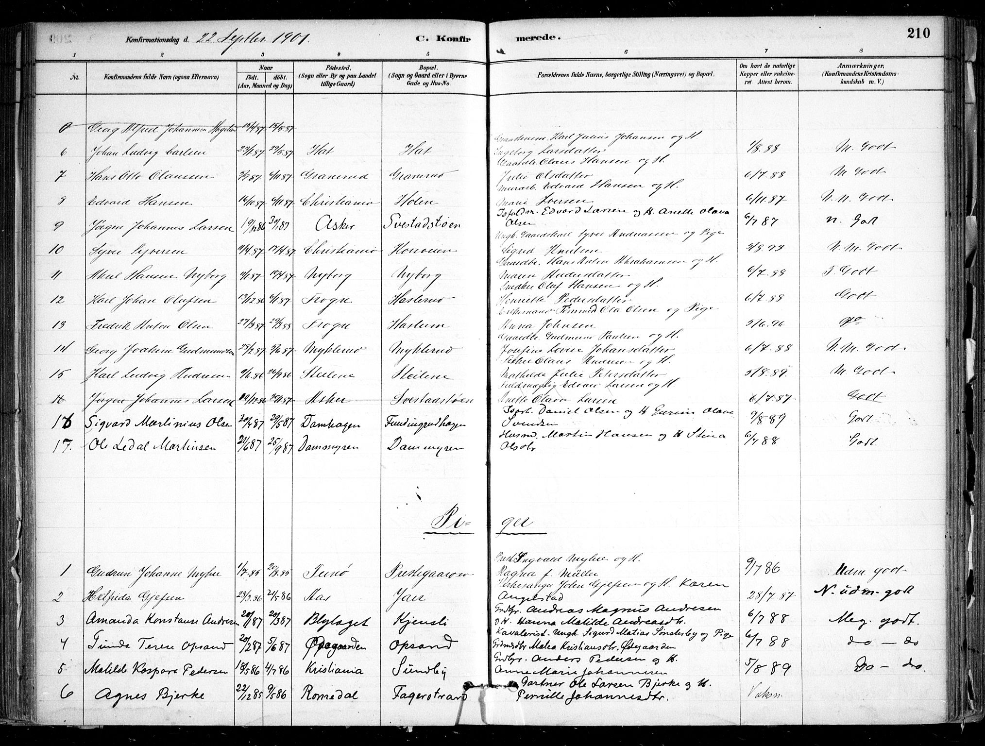 Nesodden prestekontor Kirkebøker, SAO/A-10013/F/Fa/L0009: Parish register (official) no. I 9, 1880-1915, p. 210