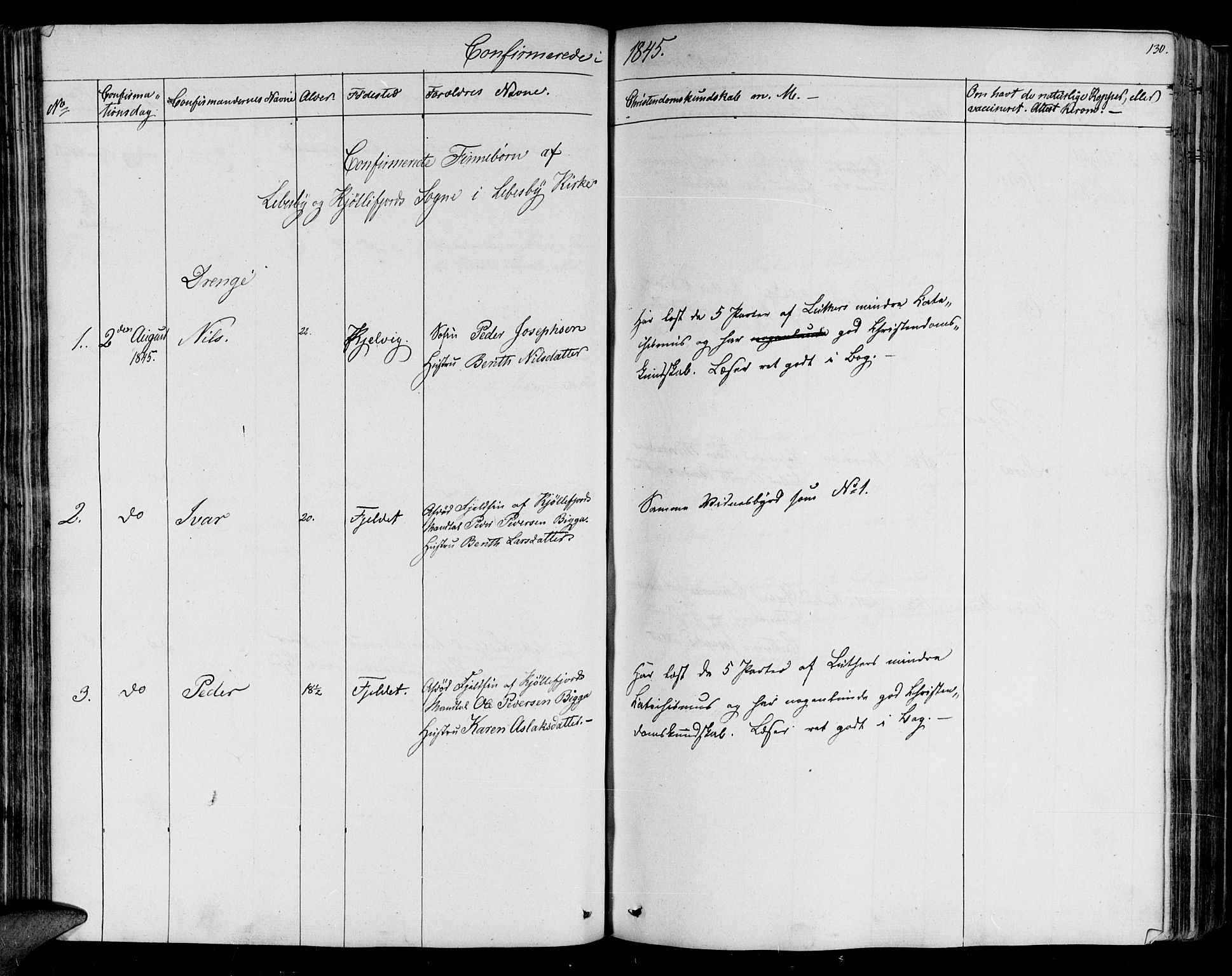 Lebesby sokneprestkontor, SATØ/S-1353/H/Ha/L0003kirke: Parish register (official) no. 3, 1833-1852, p. 130