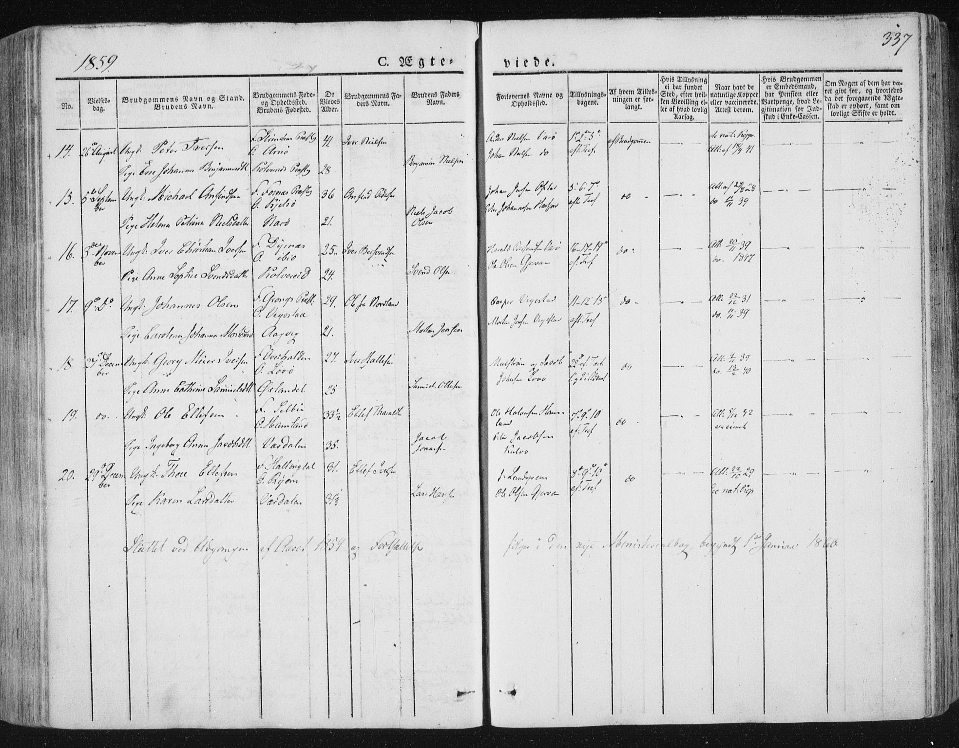 Ministerialprotokoller, klokkerbøker og fødselsregistre - Nord-Trøndelag, AV/SAT-A-1458/784/L0669: Parish register (official) no. 784A04, 1829-1859, p. 337