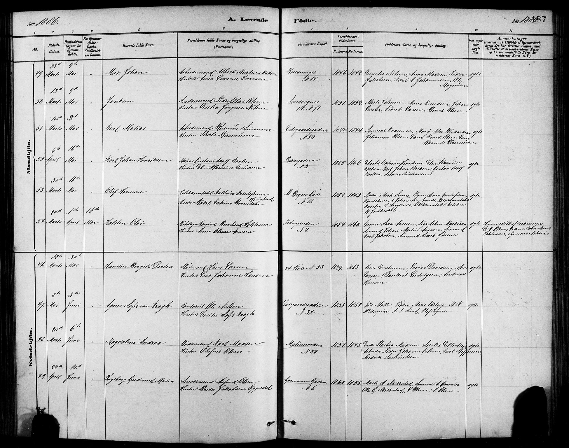 Sandviken Sokneprestembete, AV/SAB-A-77601/H/Hb/L0001: Parish register (copy) no. A 2, 1879-1892, p. 187