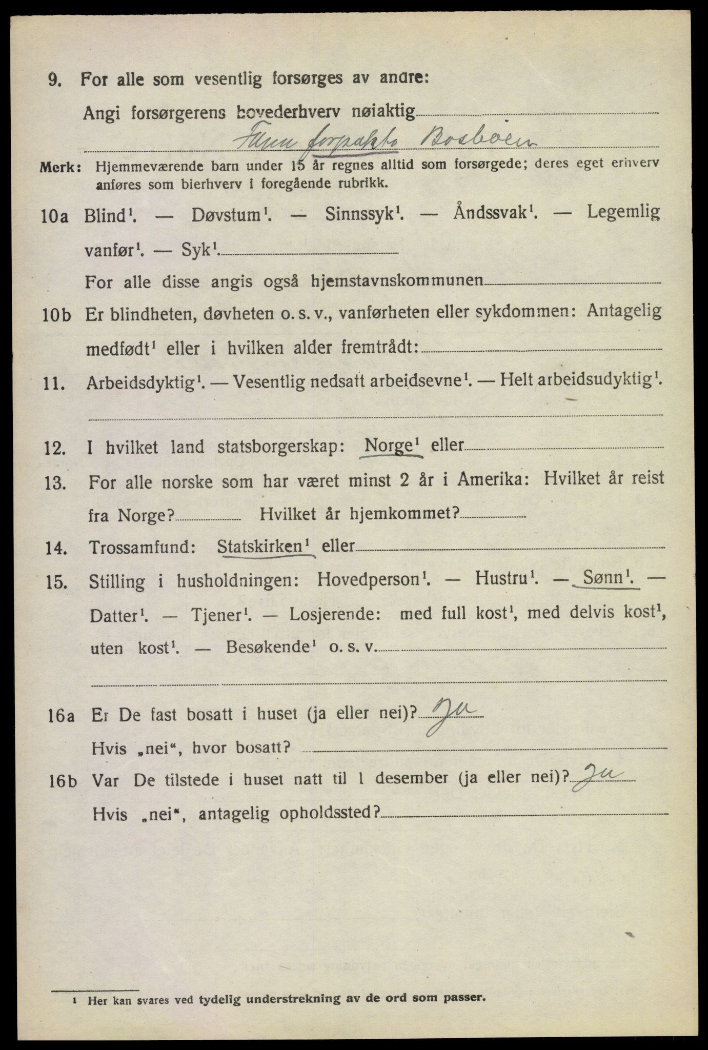 SAKO, 1920 census for Rauland, 1920, p. 2447