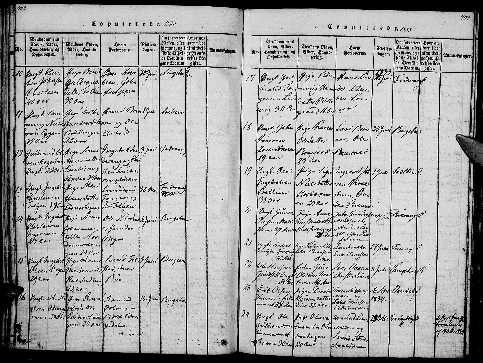 Ringebu prestekontor, SAH/PREST-082/H/Ha/Haa/L0004: Parish register (official) no. 4, 1821-1839, p. 402-403
