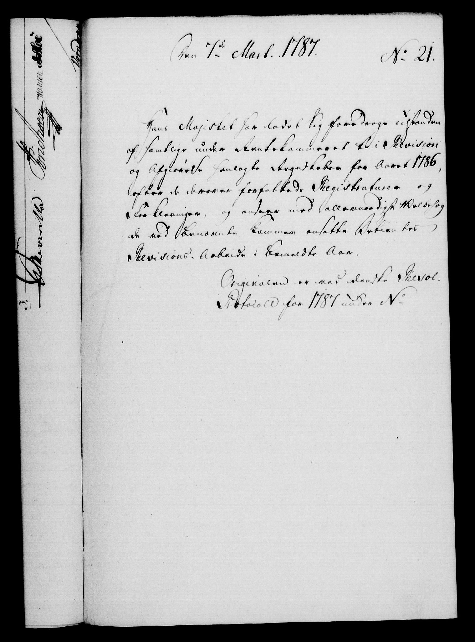 Rentekammeret, Kammerkanselliet, RA/EA-3111/G/Gf/Gfa/L0069: Norsk relasjons- og resolusjonsprotokoll (merket RK 52.69), 1787, p. 184
