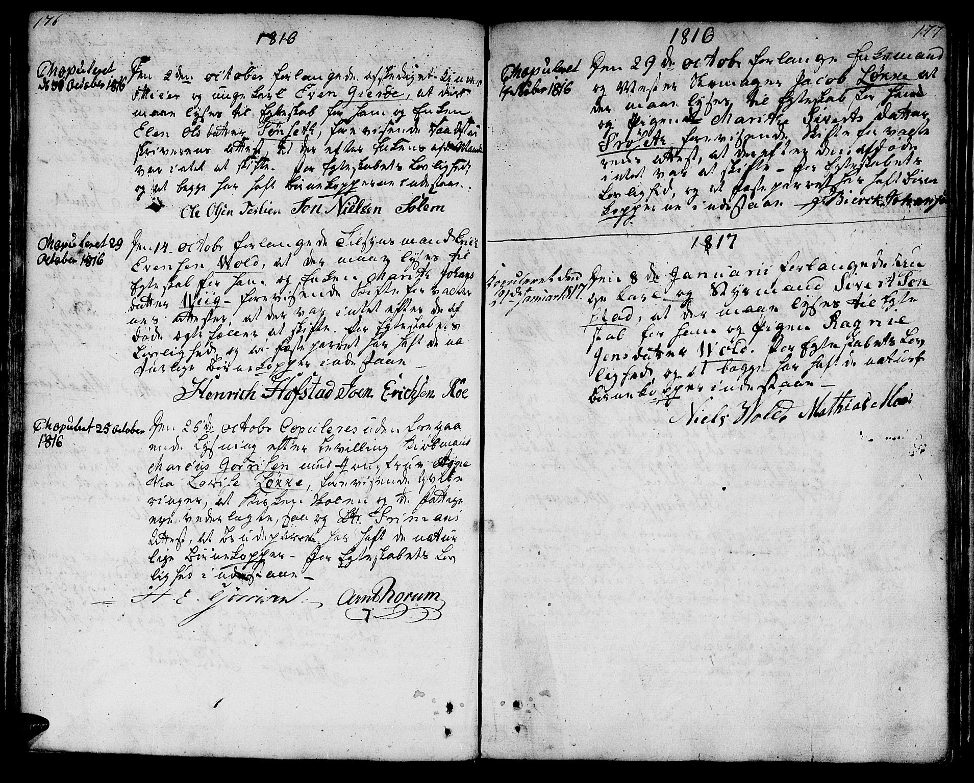 Ministerialprotokoller, klokkerbøker og fødselsregistre - Sør-Trøndelag, SAT/A-1456/601/L0042: Parish register (official) no. 601A10, 1802-1830, p. 176-177
