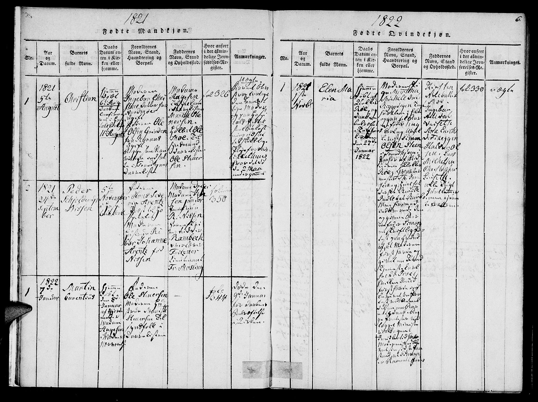 Ministerialprotokoller, klokkerbøker og fødselsregistre - Sør-Trøndelag, SAT/A-1456/623/L0467: Parish register (official) no. 623A01, 1815-1825, p. 6