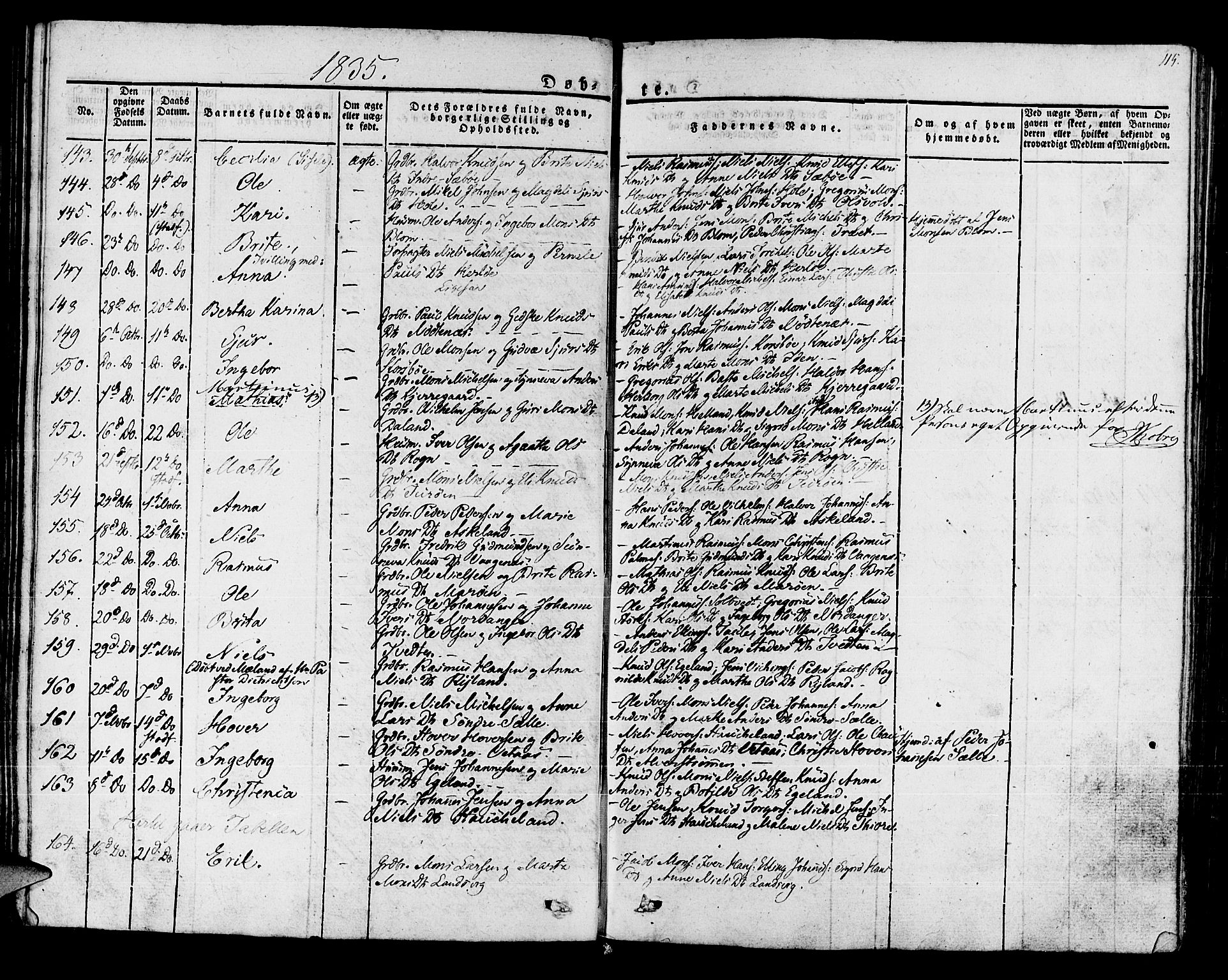 Manger sokneprestembete, AV/SAB-A-76801/H/Haa: Parish register (official) no. A 4, 1824-1838, p. 115