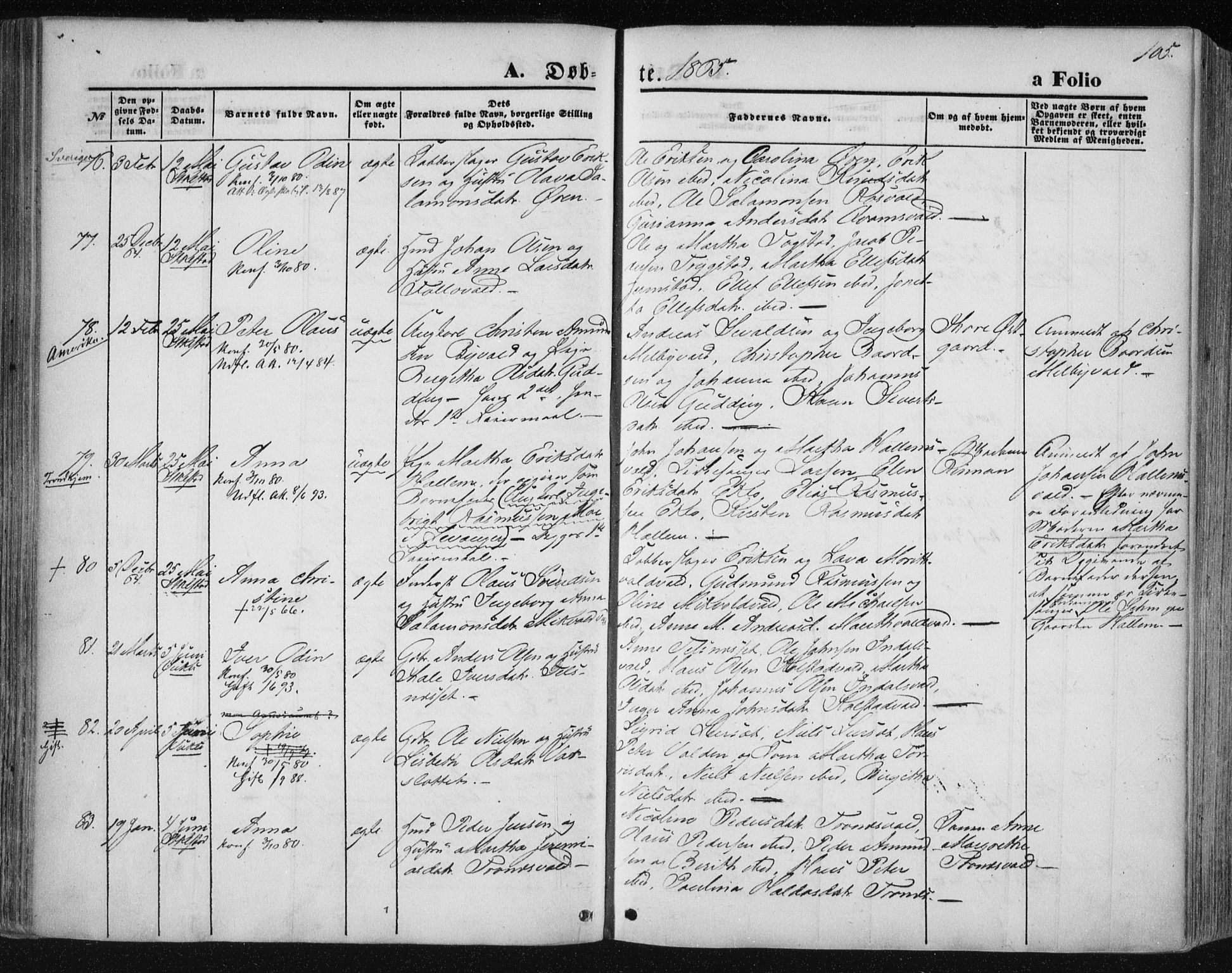 Ministerialprotokoller, klokkerbøker og fødselsregistre - Nord-Trøndelag, AV/SAT-A-1458/723/L0241: Parish register (official) no. 723A10, 1860-1869, p. 105