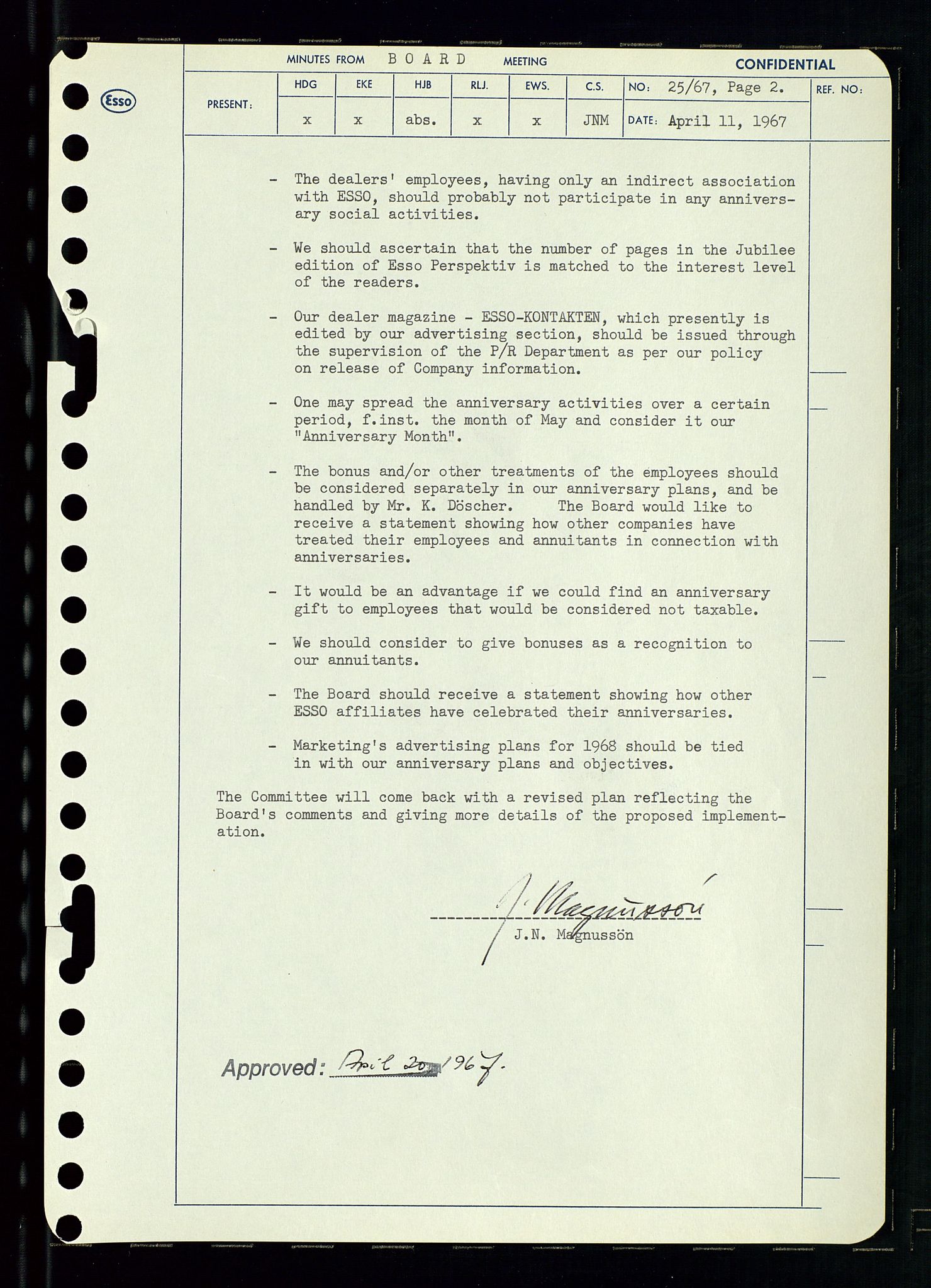 Pa 0982 - Esso Norge A/S, AV/SAST-A-100448/A/Aa/L0002/0003: Den administrerende direksjon Board minutes (styrereferater) / Den administrerende direksjon Board minutes (styrereferater), 1967, p. 53