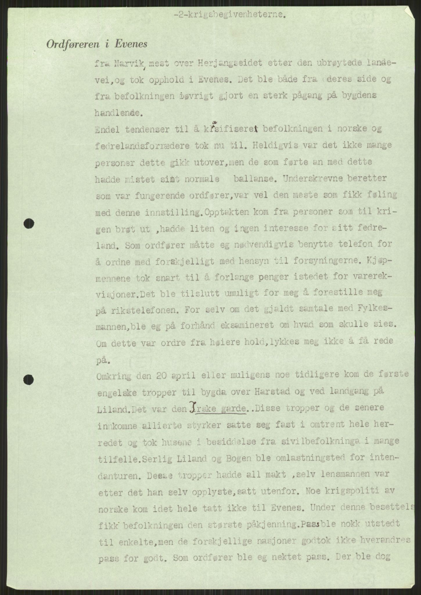 Forsvaret, Forsvarets krigshistoriske avdeling, AV/RA-RAFA-2017/Y/Ya/L0017: II-C-11-31 - Fylkesmenn.  Rapporter om krigsbegivenhetene 1940., 1940, p. 137