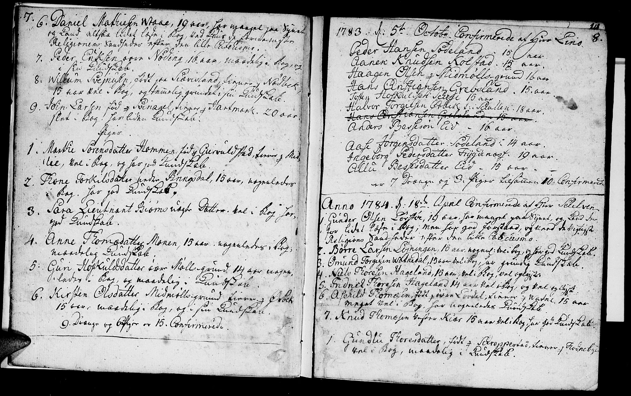 Holum sokneprestkontor, AV/SAK-1111-0022/F/Fa/Faa/L0003: Parish register (official) no. A 3, 1780-1821, p. 7-8