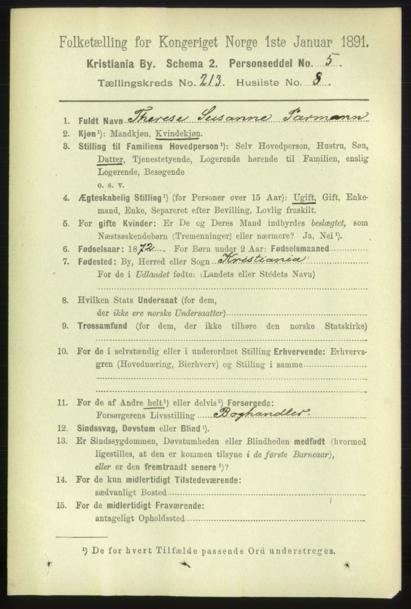 RA, 1891 census for 0301 Kristiania, 1891, p. 127225
