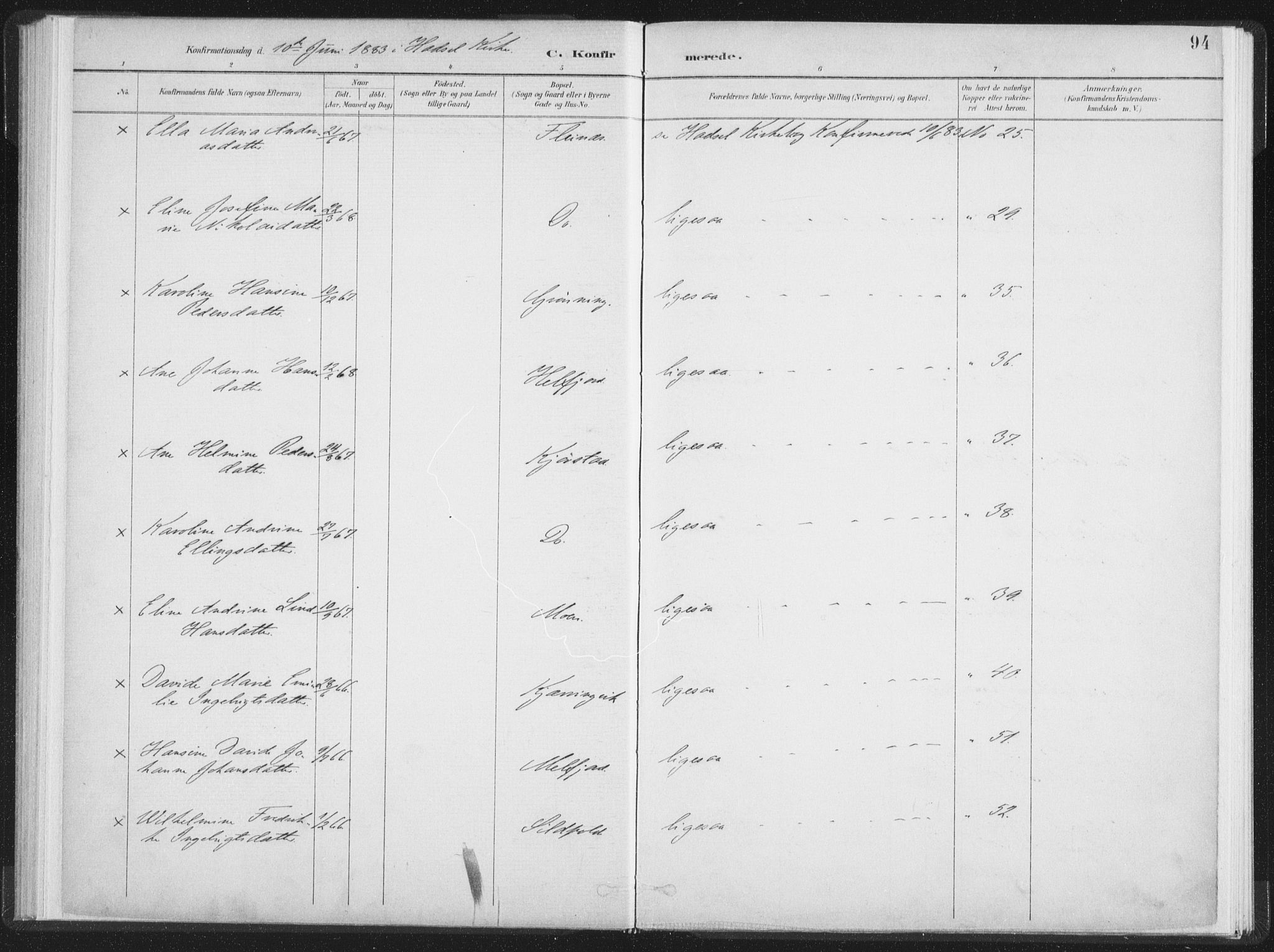 Ministerialprotokoller, klokkerbøker og fødselsregistre - Nordland, SAT/A-1459/890/L1286: Parish register (official) no. 890A01, 1882-1902, p. 94