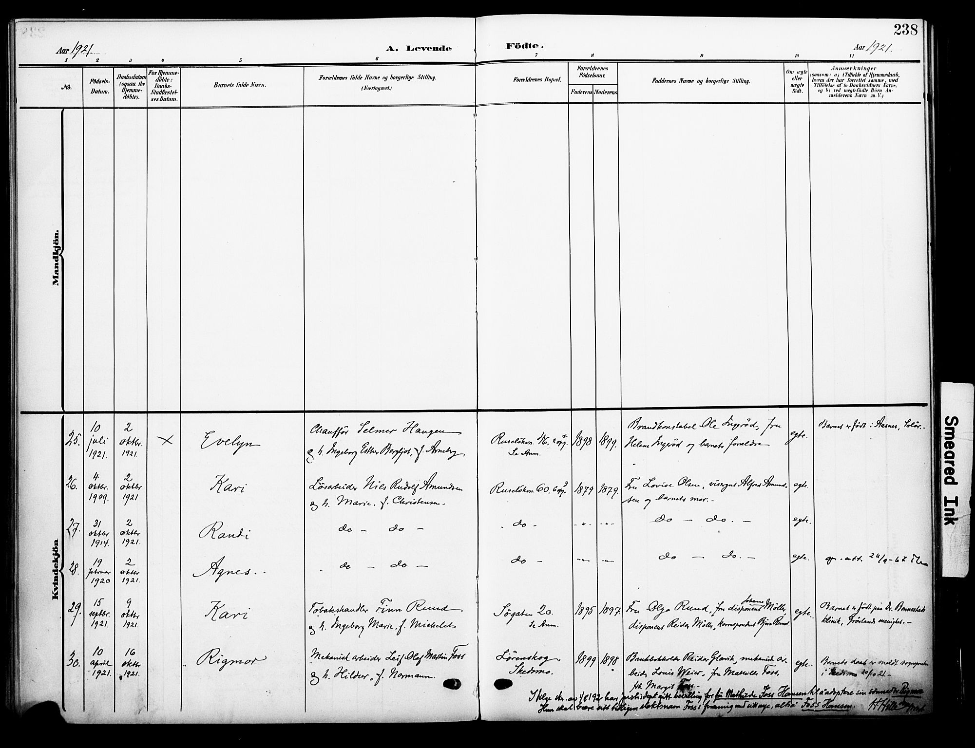 Johannes prestekontor Kirkebøker, AV/SAO-A-10852/F/Fa/L0009: Parish register (official) no. 9, 1905-1929, p. 238