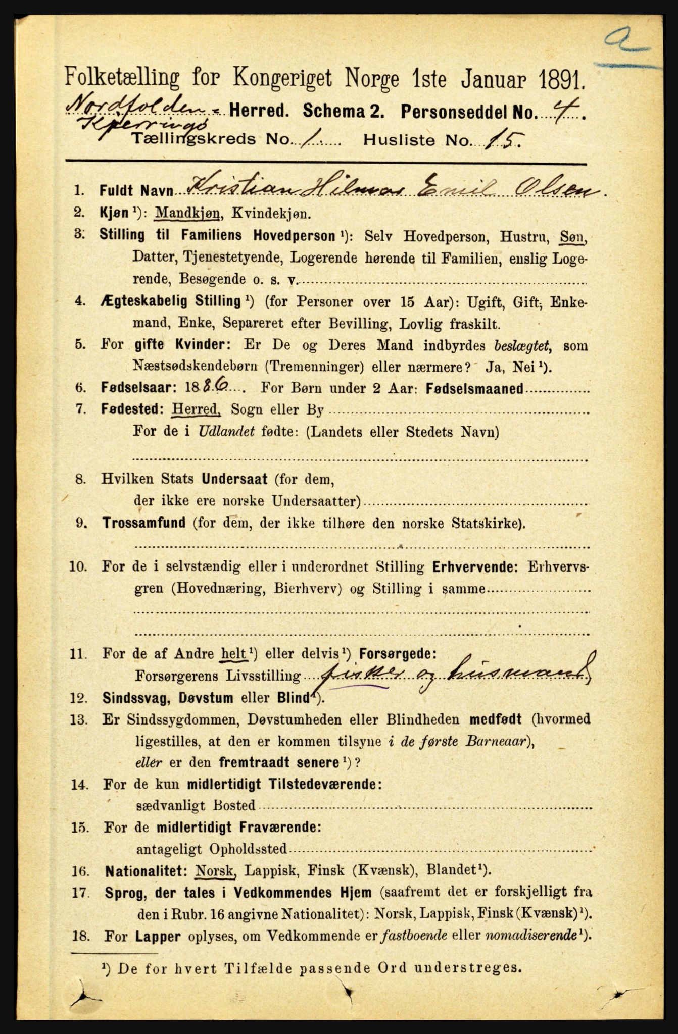 RA, 1891 census for 1846 Nordfold-Kjerringøy, 1891, p. 168