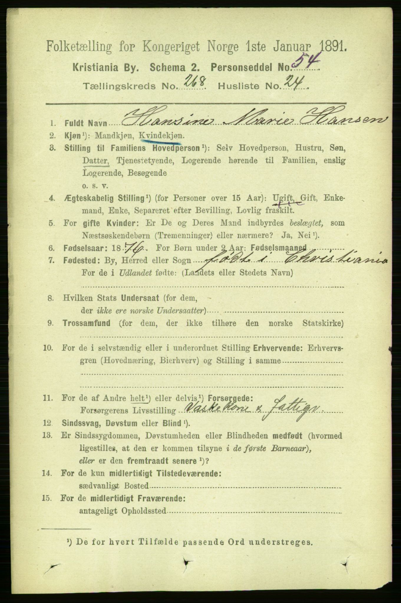 RA, 1891 census for 0301 Kristiania, 1891, p. 162849