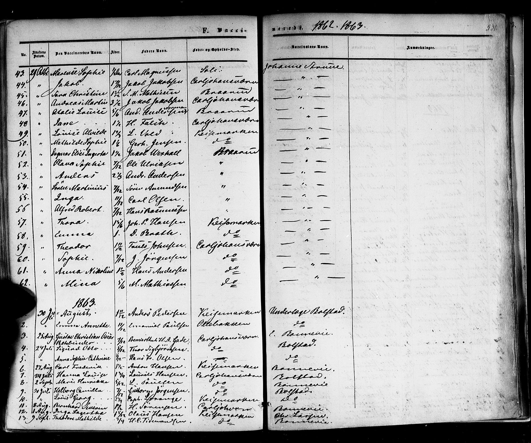 Horten kirkebøker, AV/SAKO-A-348/F/Fa/L0001: Parish register (official) no. 1, 1855-1871, p. 531