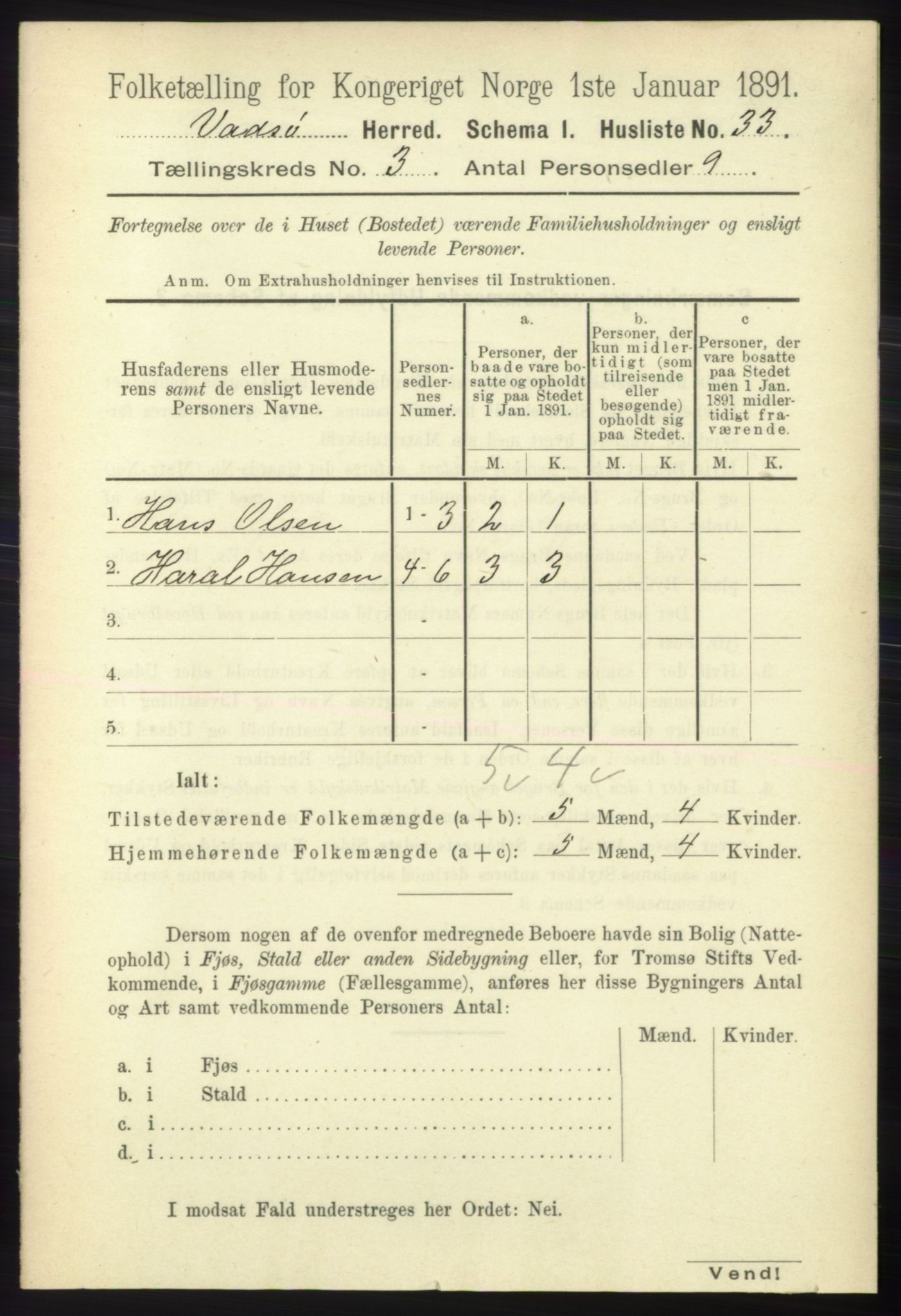 RA, 1891 census for 2029 Vadsø, 1891, p. 802