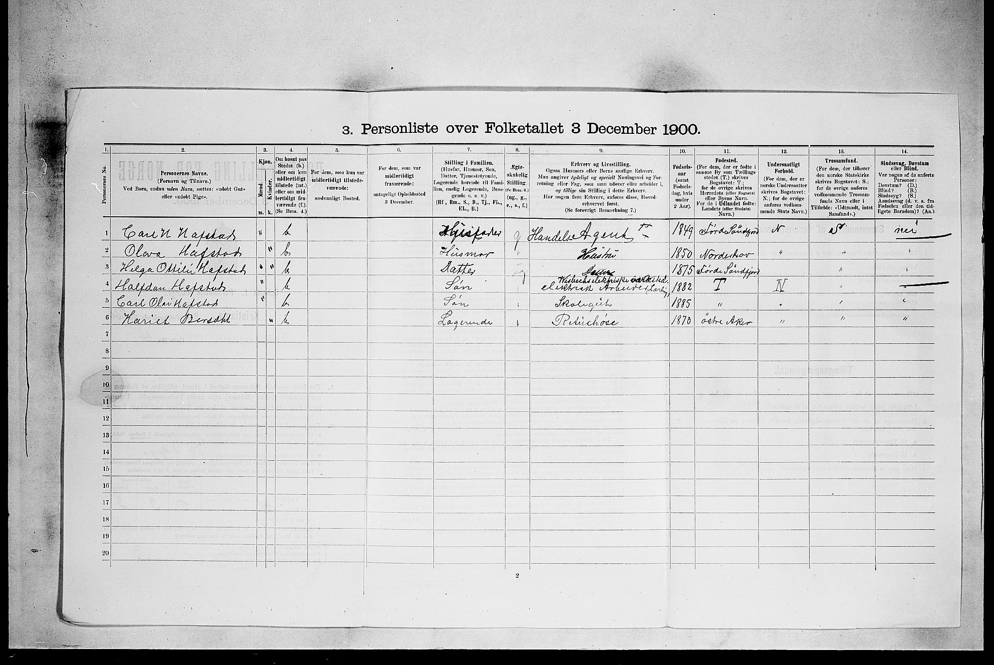 SAO, 1900 census for Kristiania, 1900, p. 22