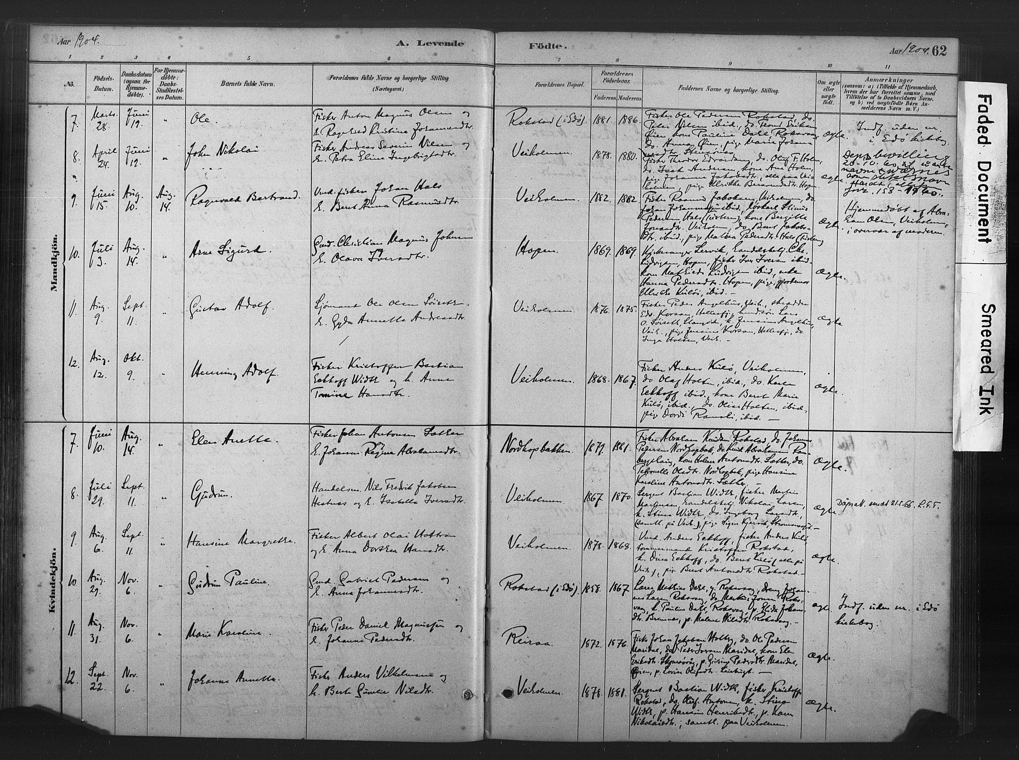 Ministerialprotokoller, klokkerbøker og fødselsregistre - Møre og Romsdal, AV/SAT-A-1454/583/L0954: Parish register (official) no. 583A01, 1880-1906, p. 62