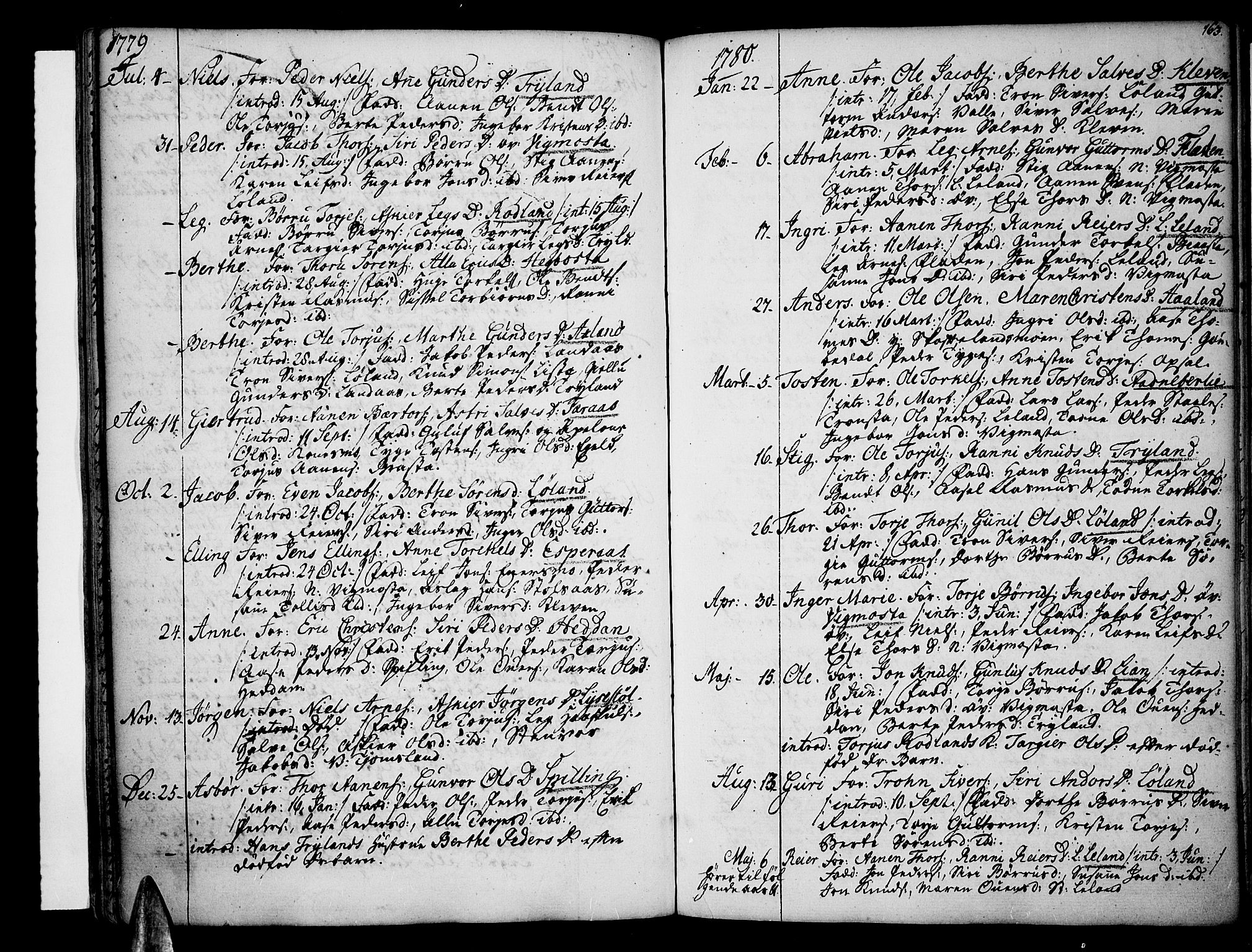 Sør-Audnedal sokneprestkontor, AV/SAK-1111-0039/F/Fa/Fab/L0002: Parish register (official) no. A 2 /3, 1771-1809, p. 163