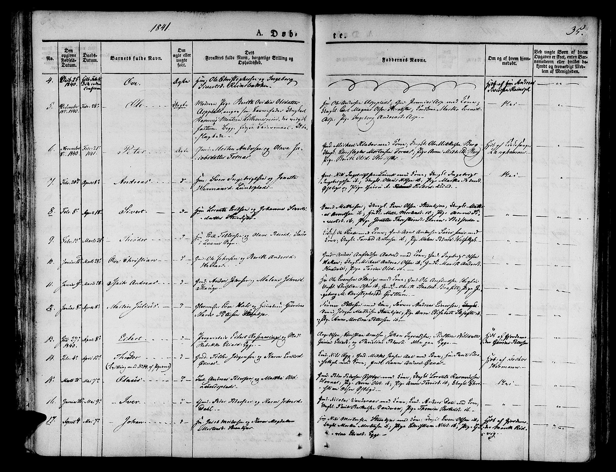 Ministerialprotokoller, klokkerbøker og fødselsregistre - Nord-Trøndelag, SAT/A-1458/746/L0445: Parish register (official) no. 746A04, 1826-1846, p. 35
