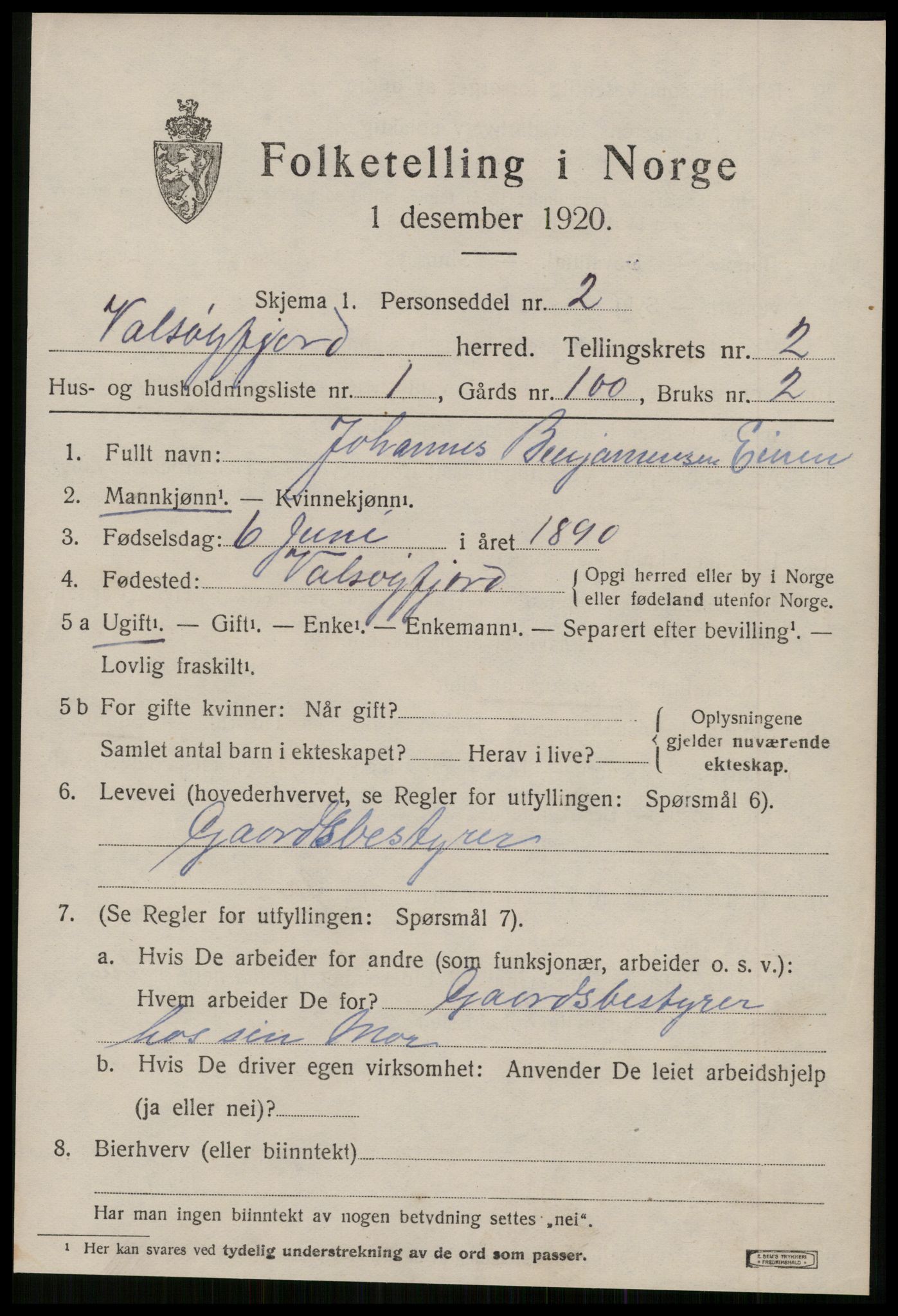 SAT, 1920 census for Valsøyfjord, 1920, p. 761